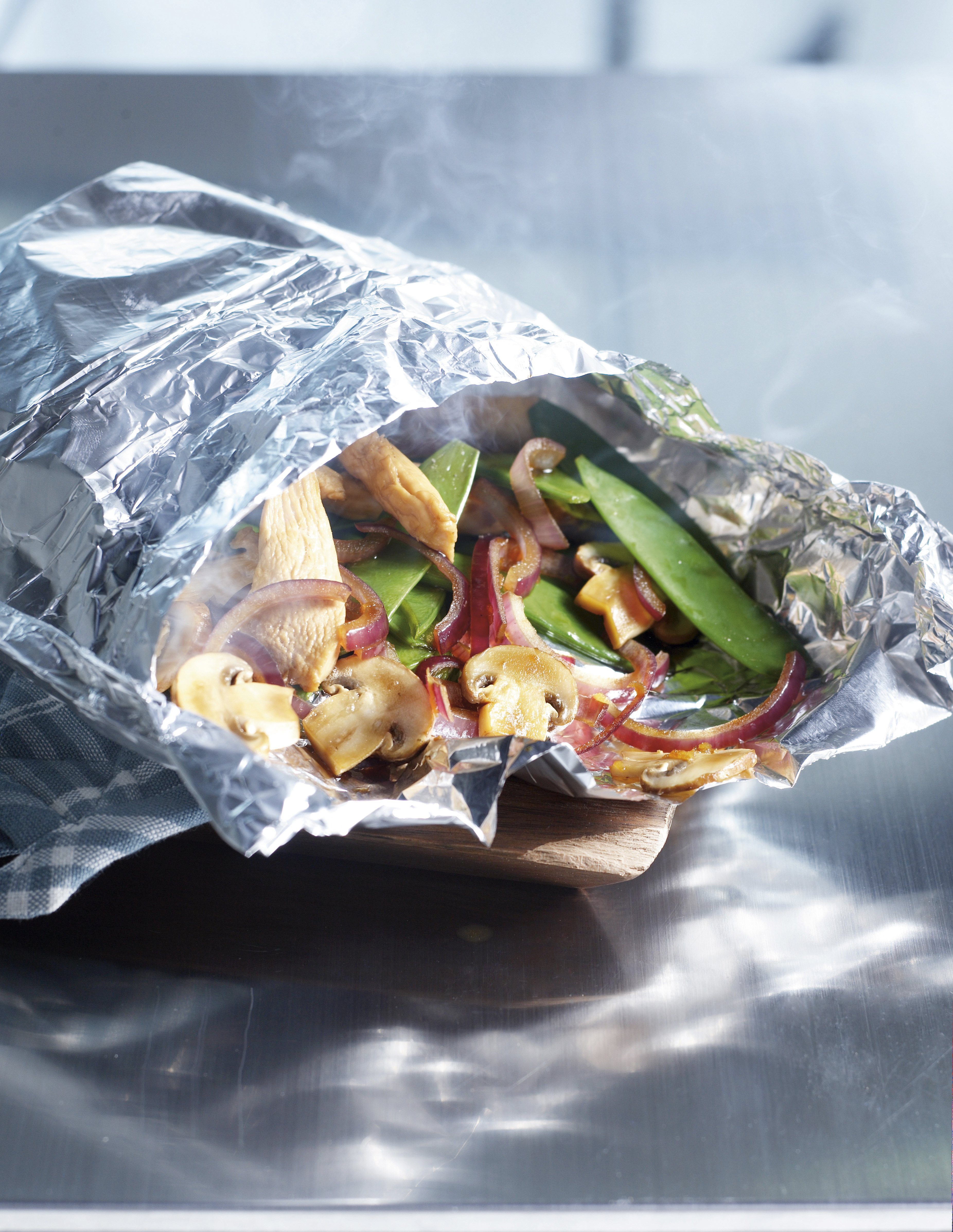 Quickie bag van kip met gestoomde groenten