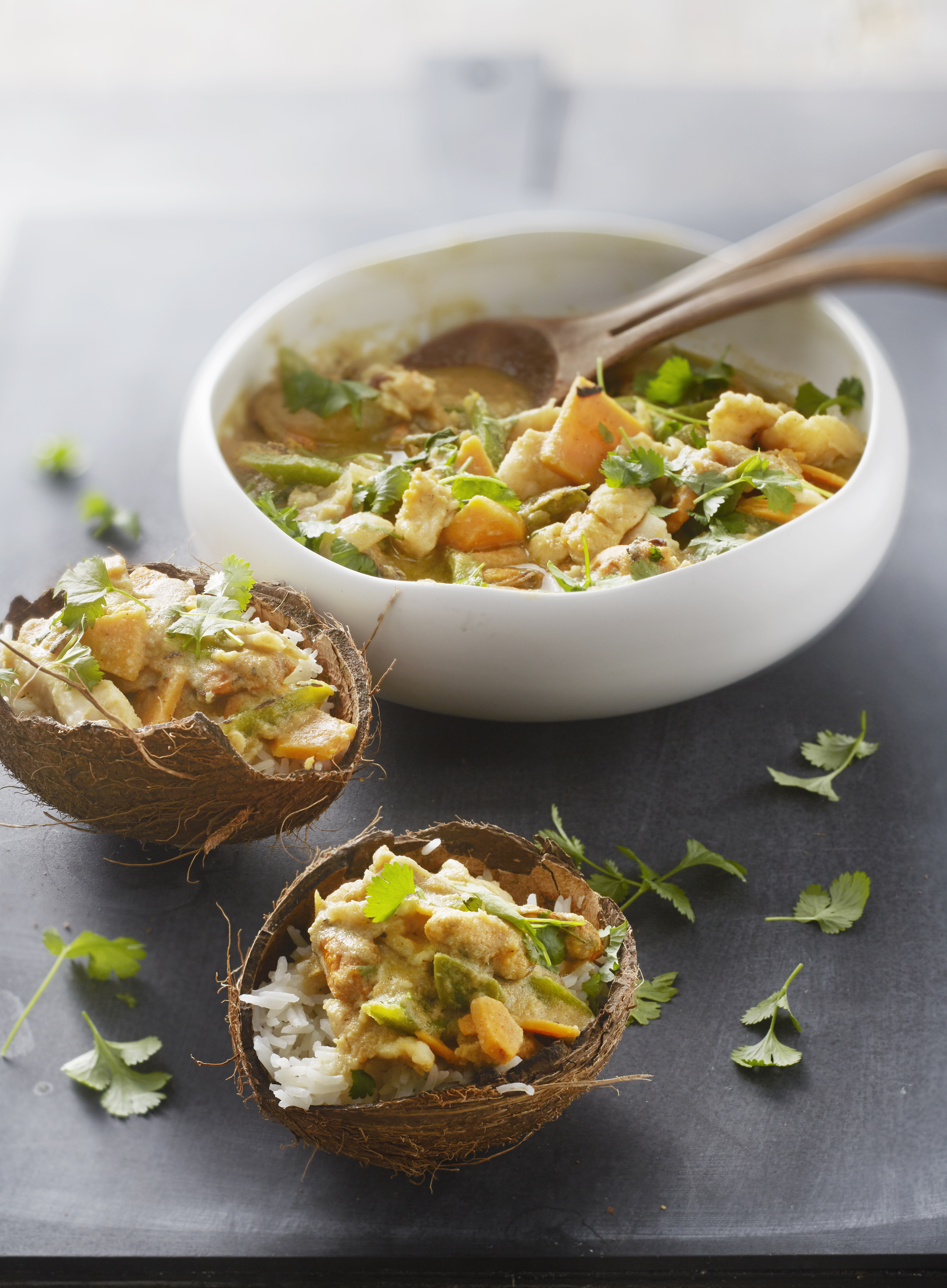 Pikante viscurry met santen