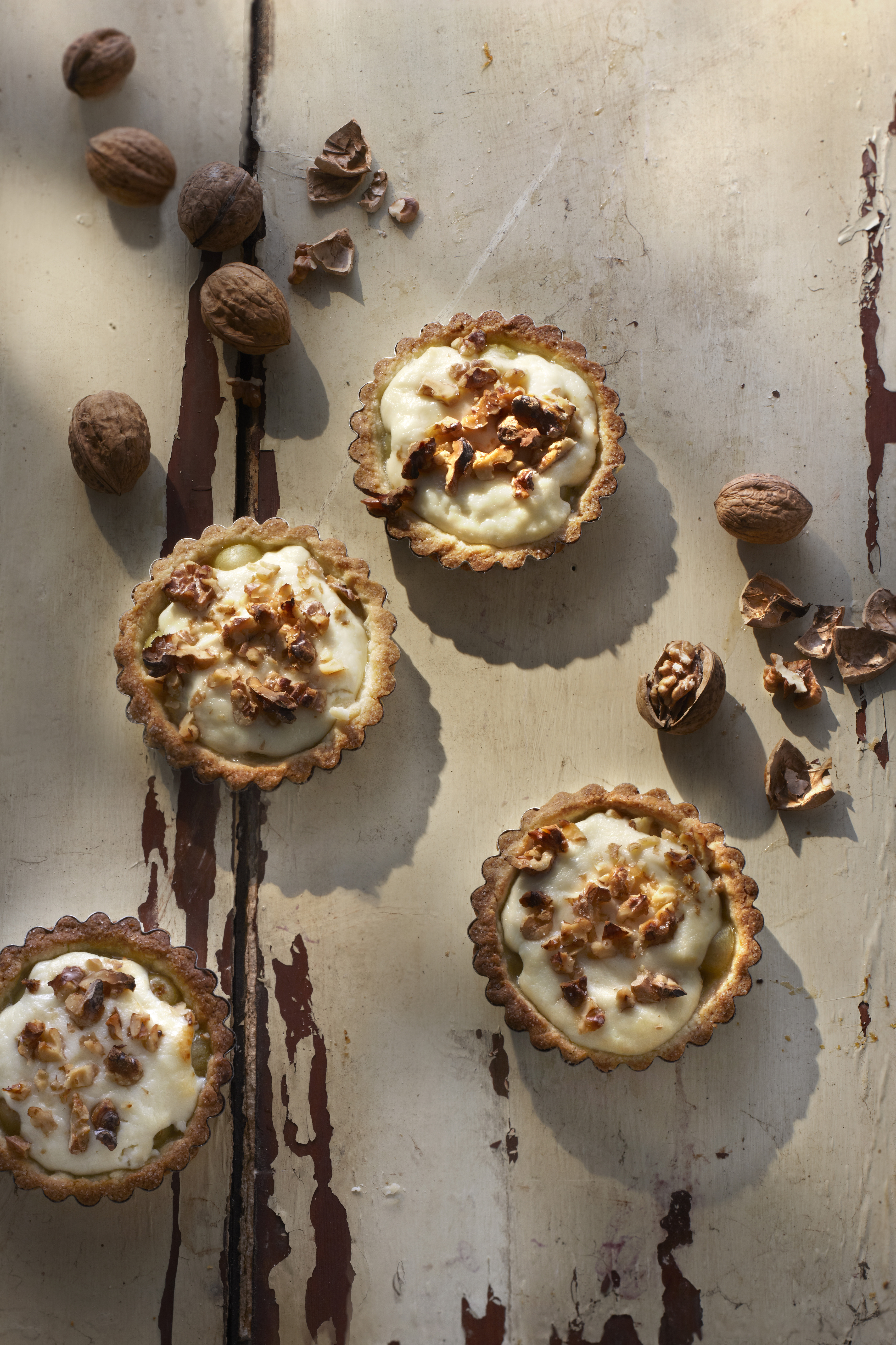 Druiventaartjes met ricotta en walnoten