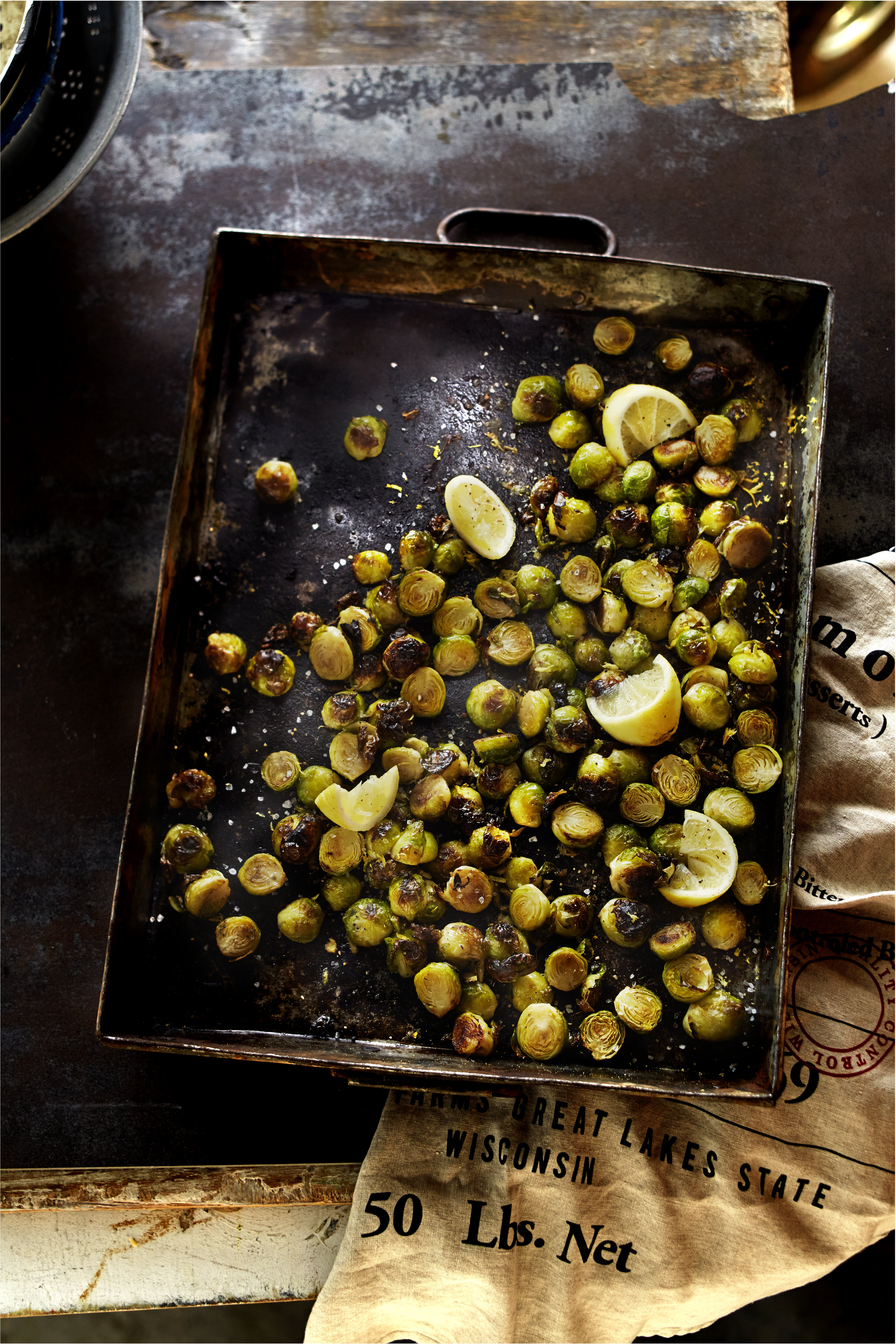 Geroosterde spruiten met gember en citroen