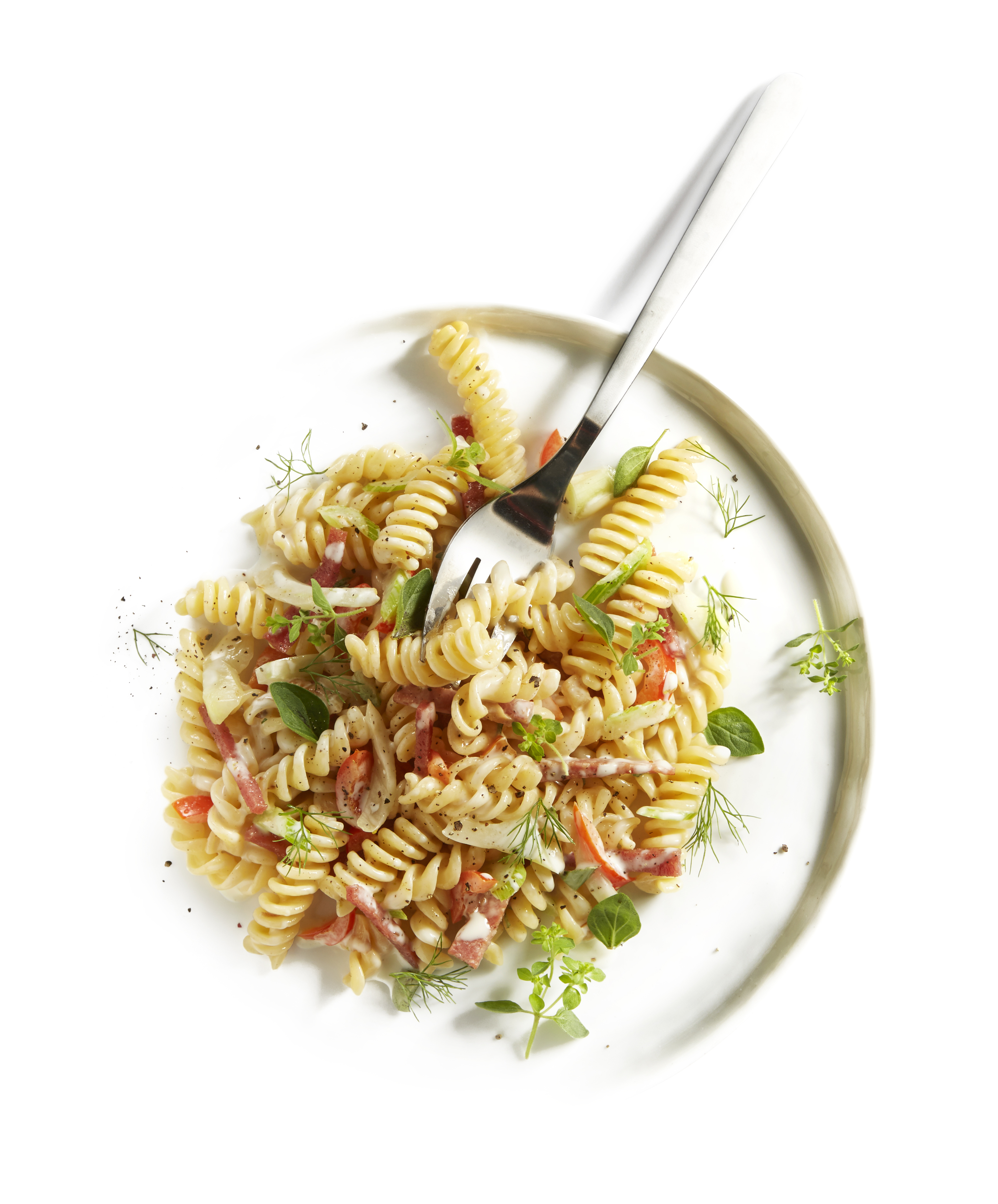 Fusilli met venkel en salami