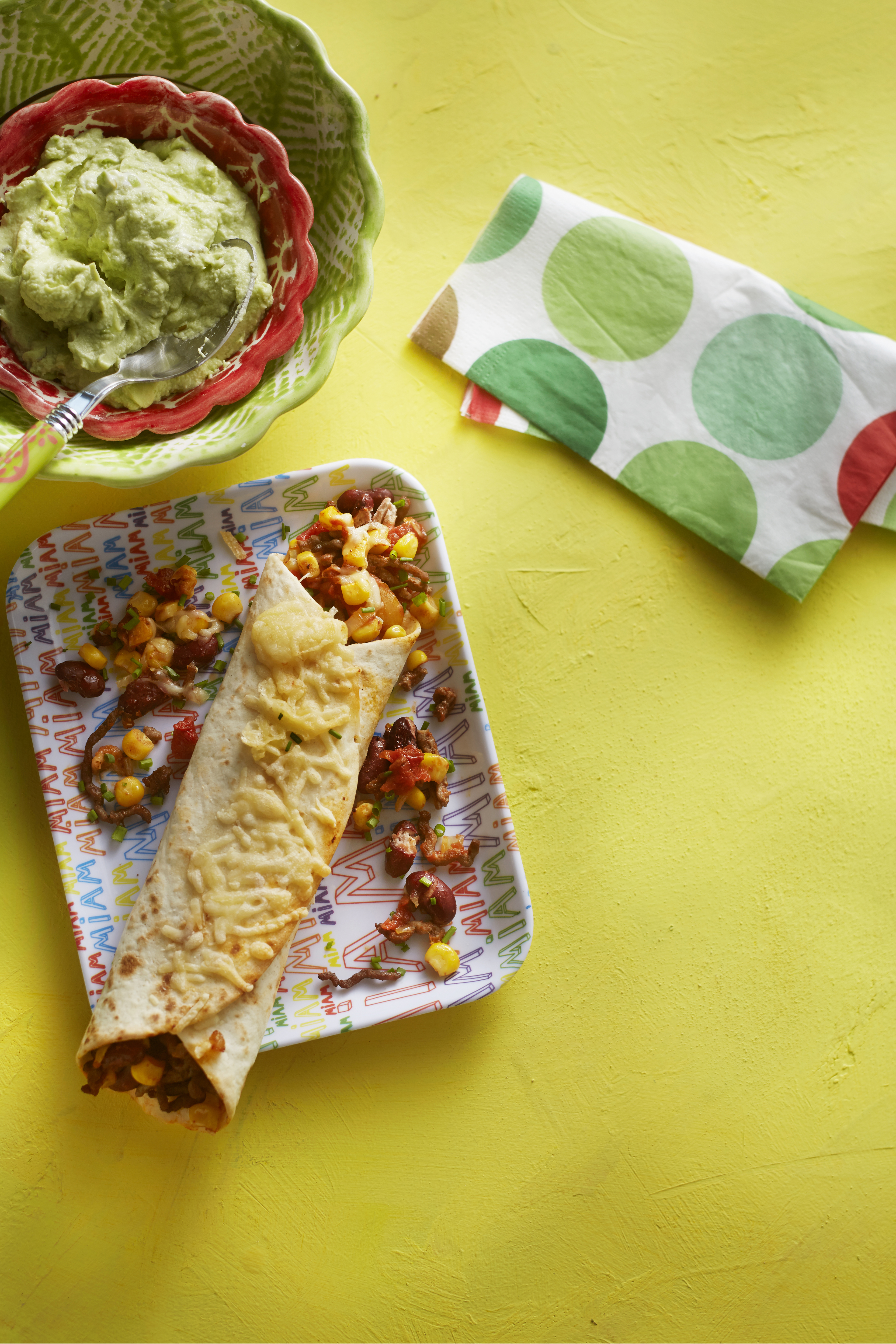 Gegratineerde wraps met avocadodip