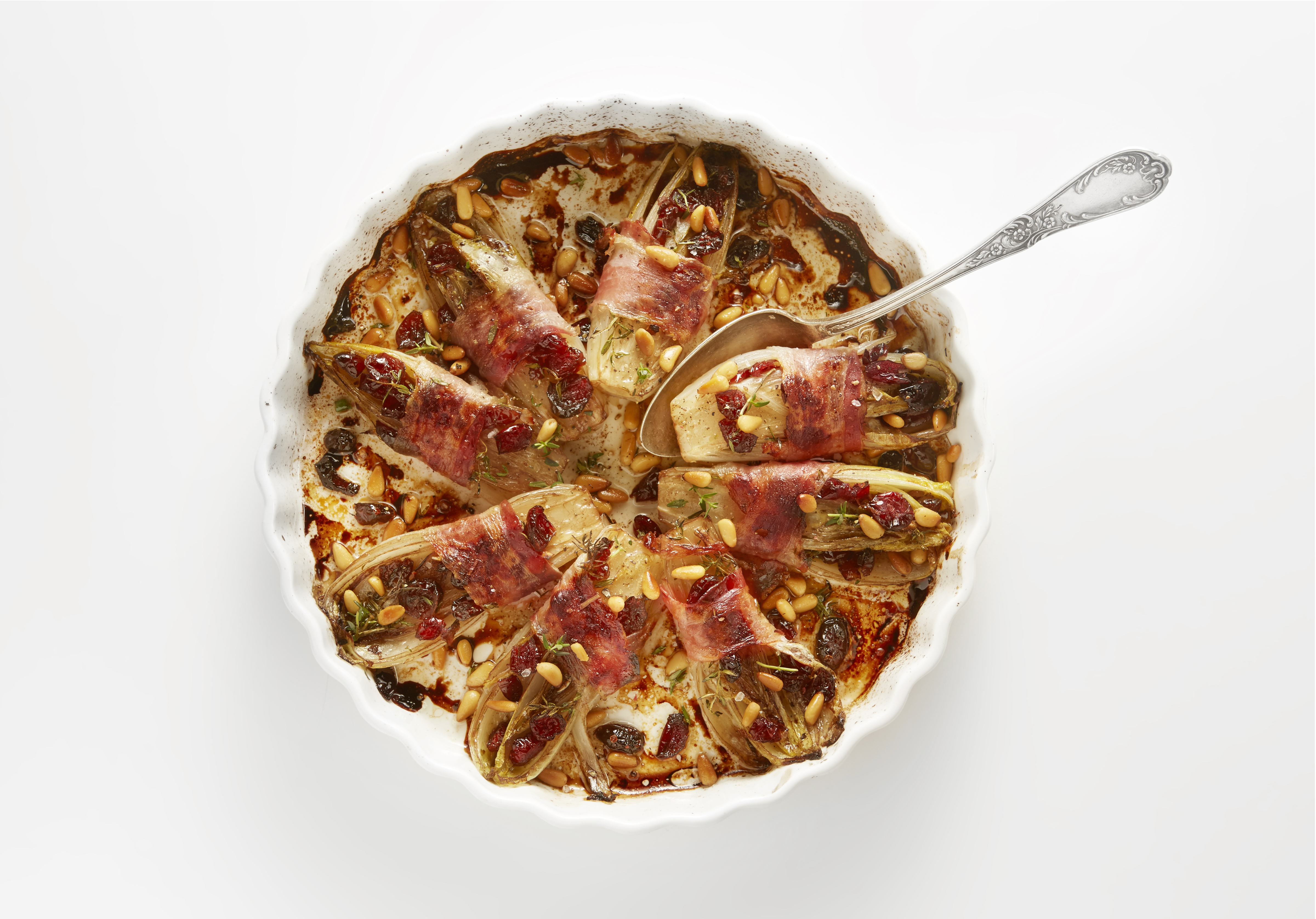 Gesmoorde witlof met pancetta en cranberry's