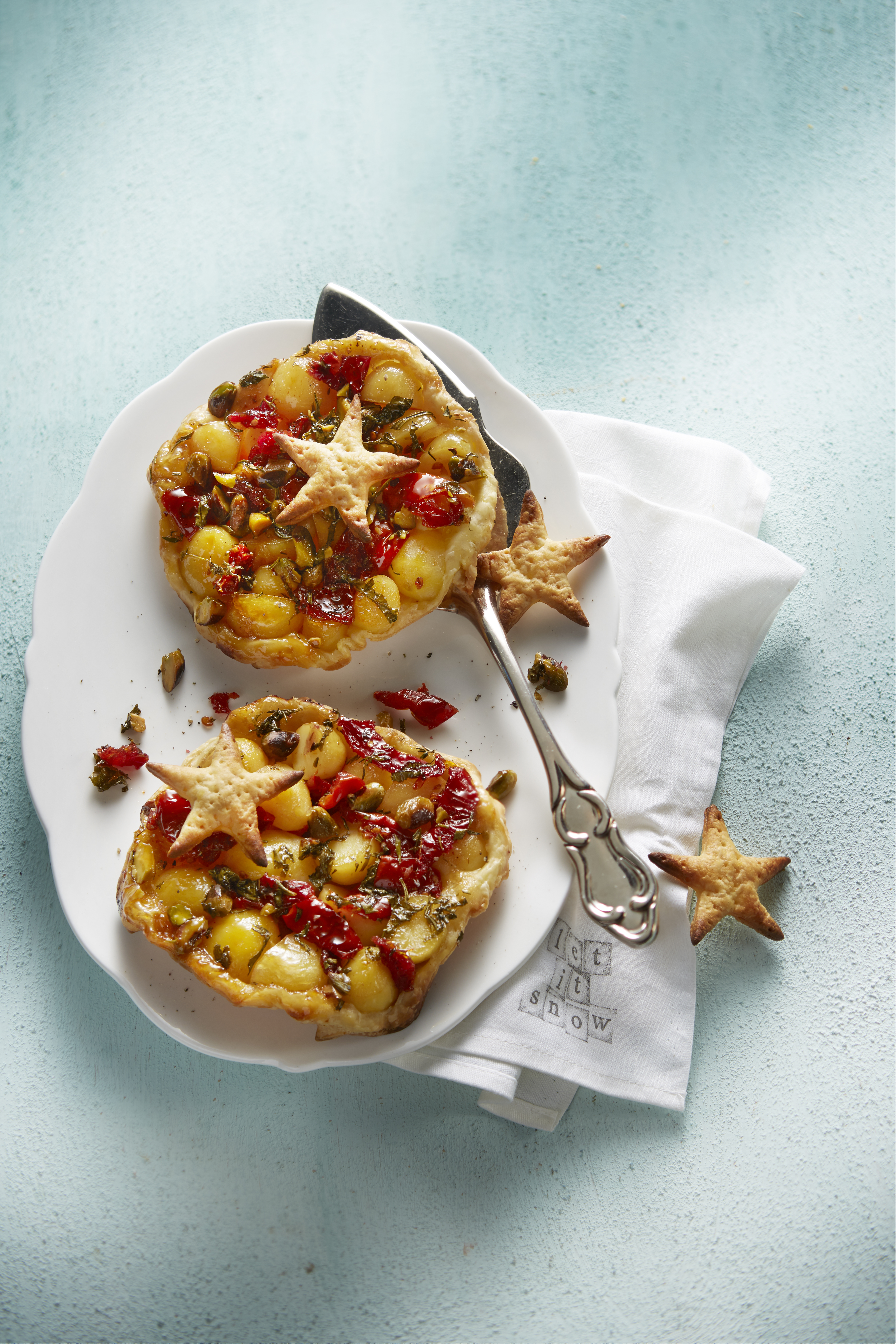 Krieltjestaartje met pistache en tomaat