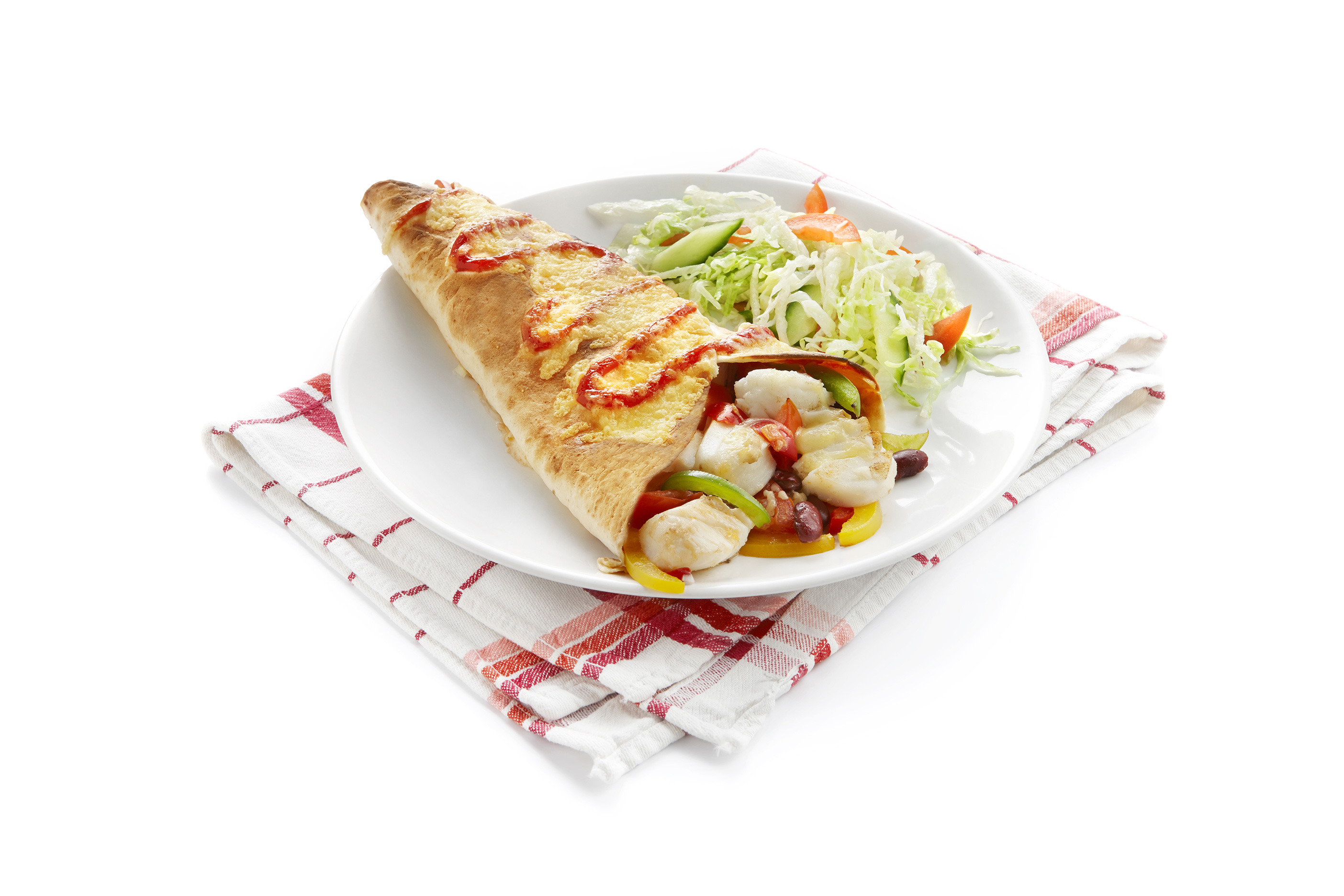 Tortilla's met kabeljauw en paprika