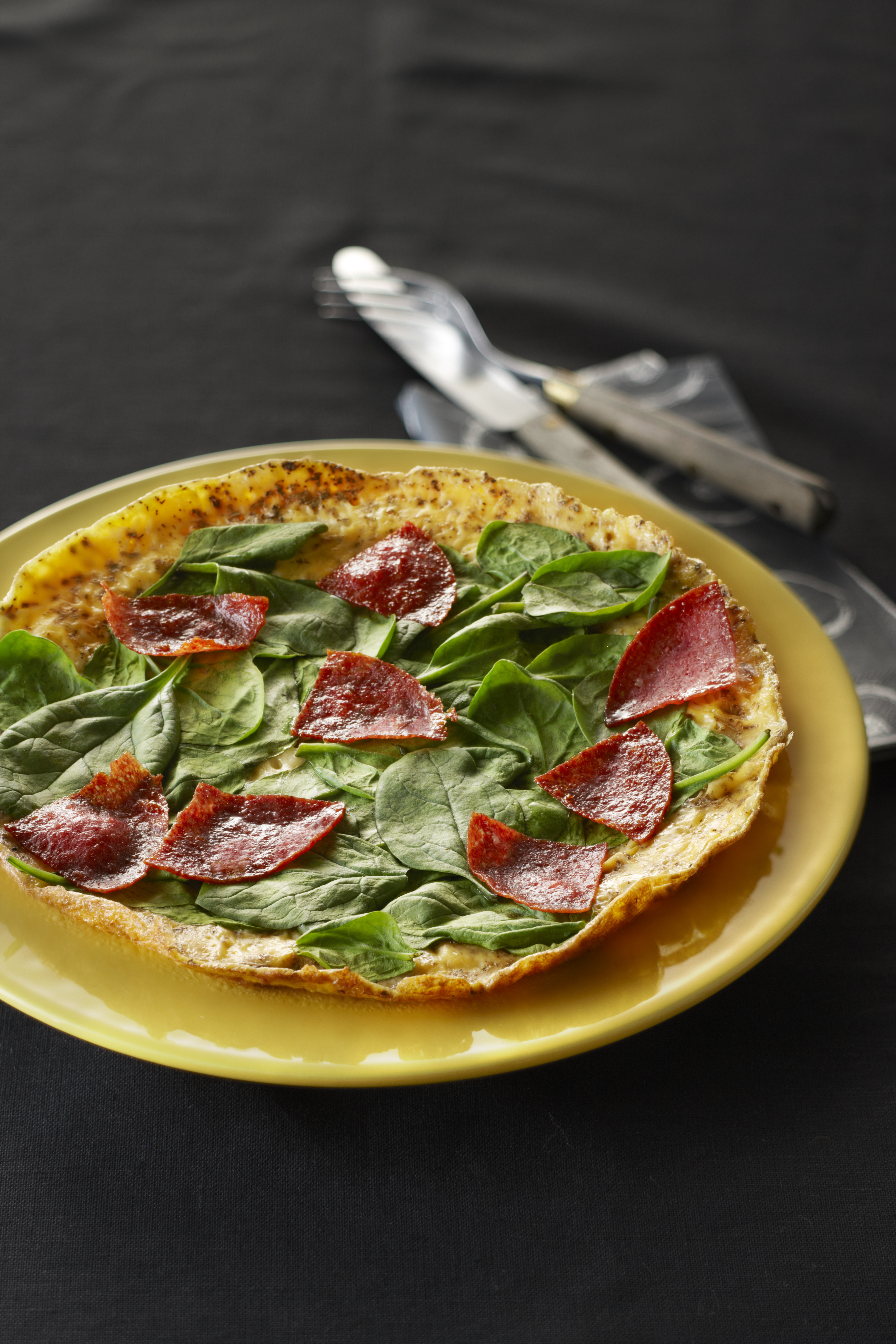 Spinazieomelet met salami