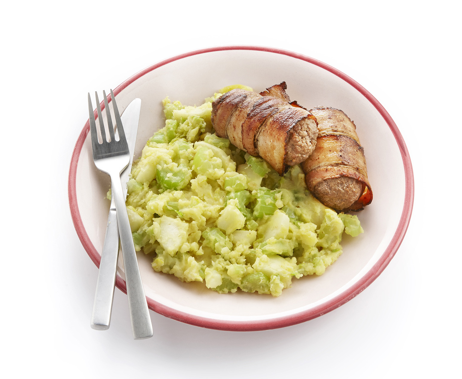 Selderijstamppot met katenvinken