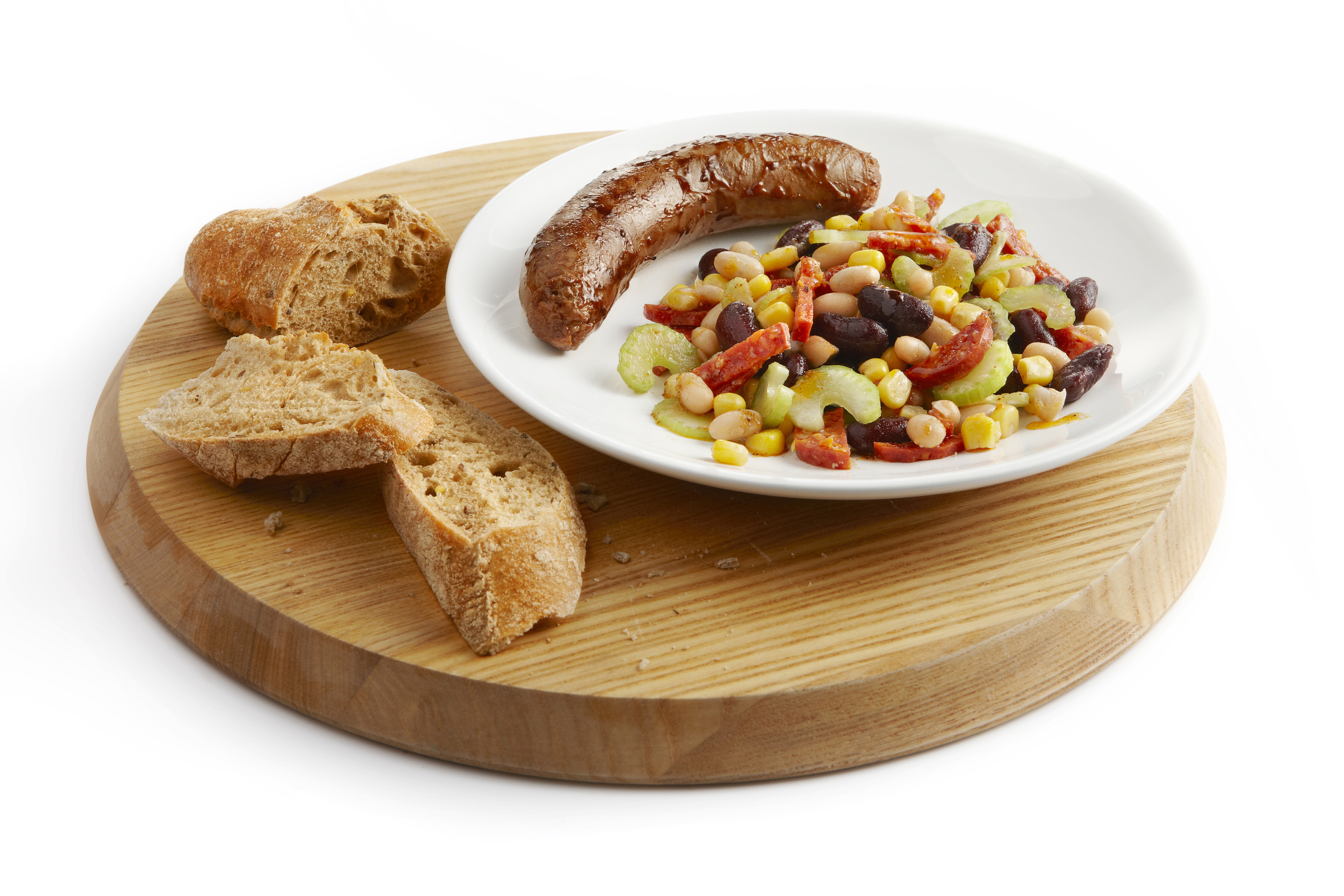 Saucijsjes met bonensalade