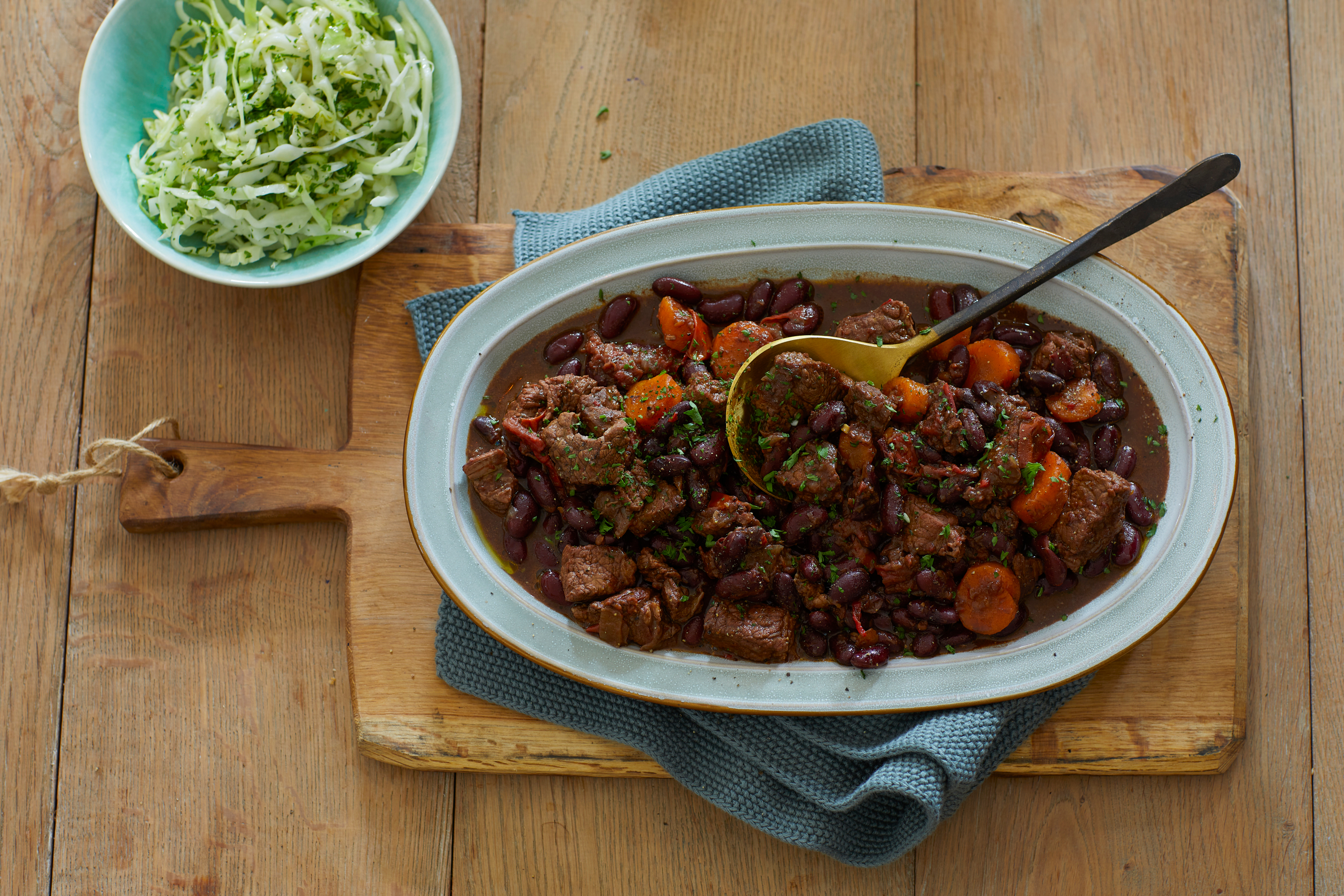 Kruidig stoofvlees met kidneybonen en cacao