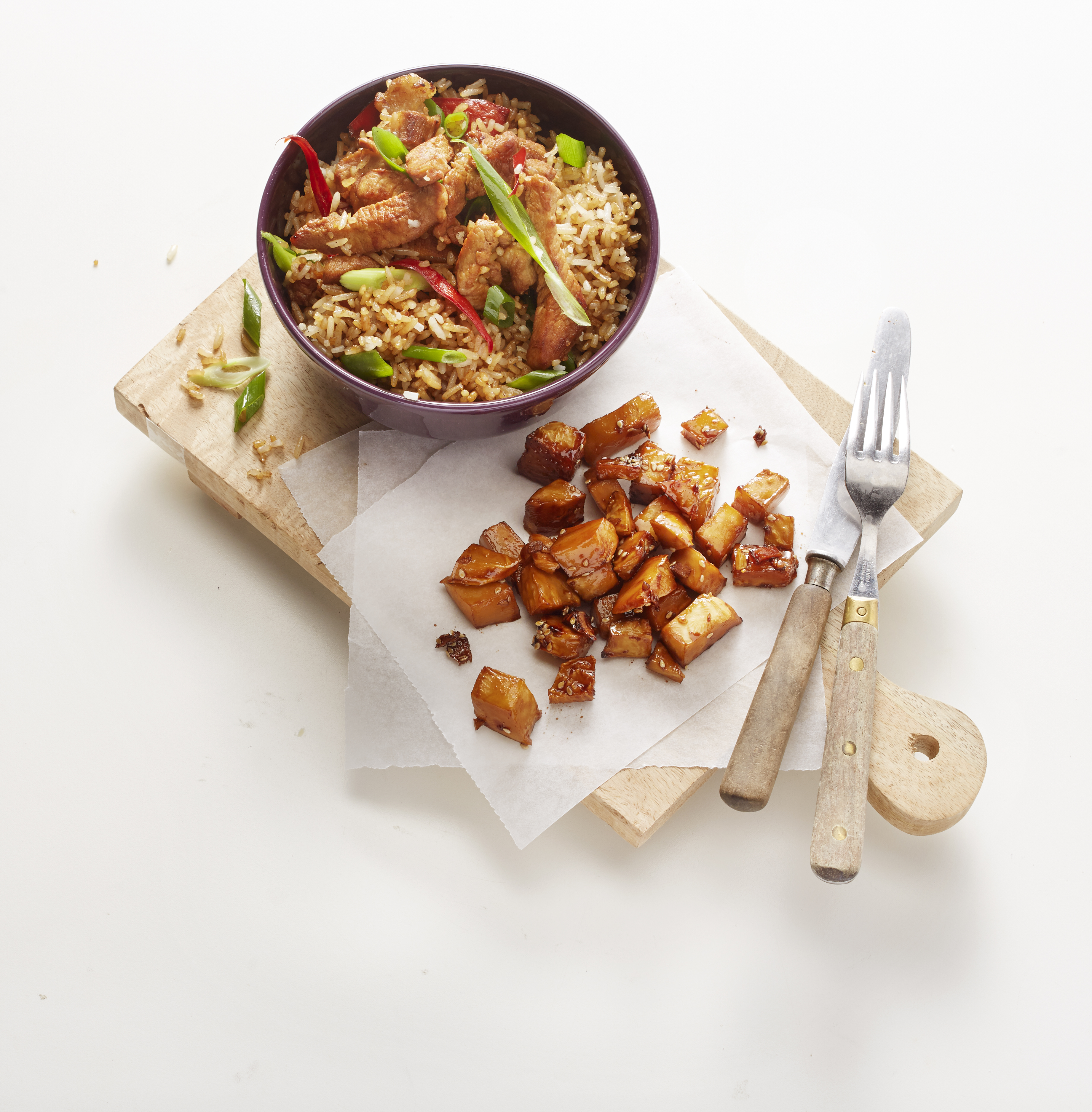 Oosterse knolselderij met gebakken rijst