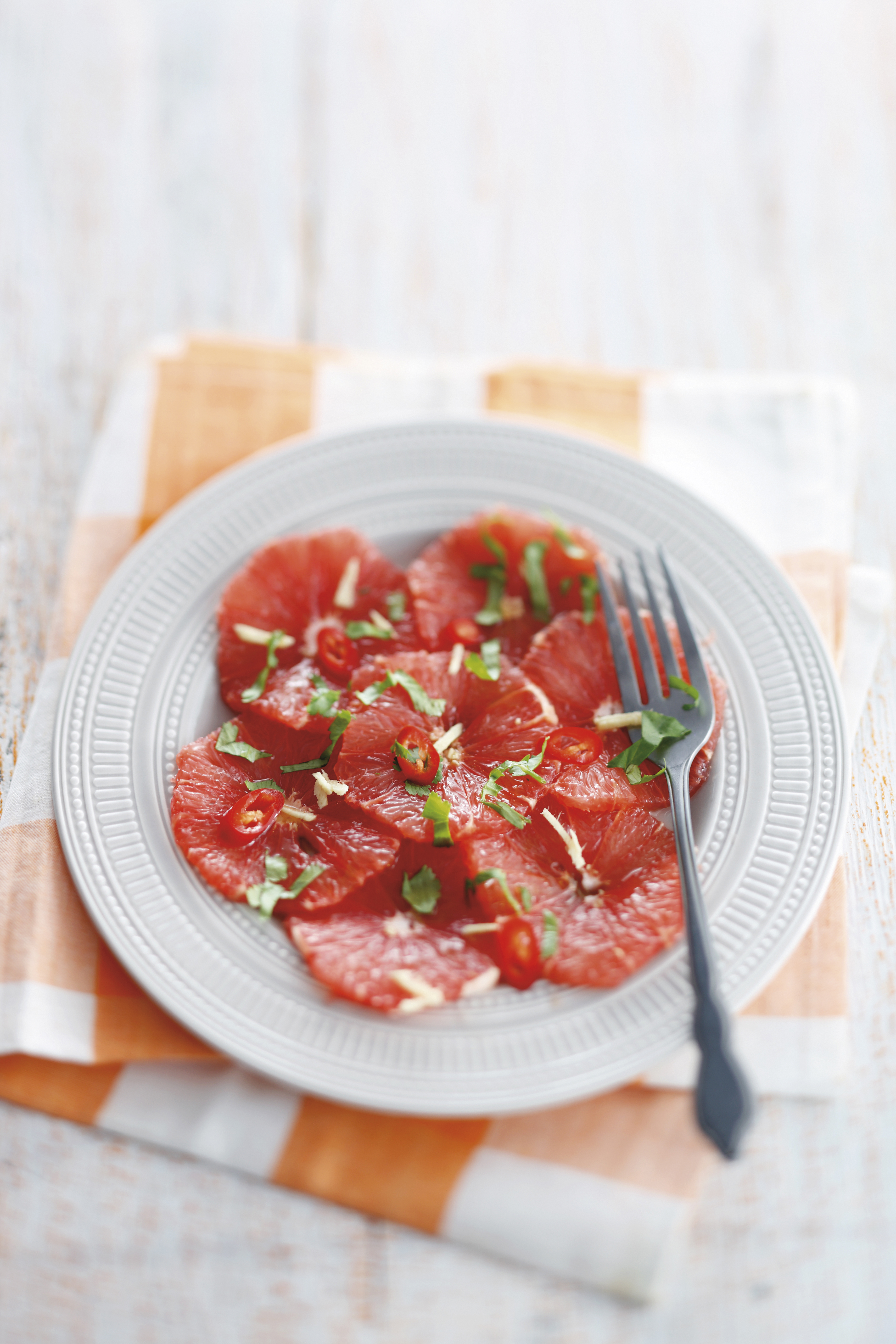 Carpaccio van grapefruit met Thaise dressing