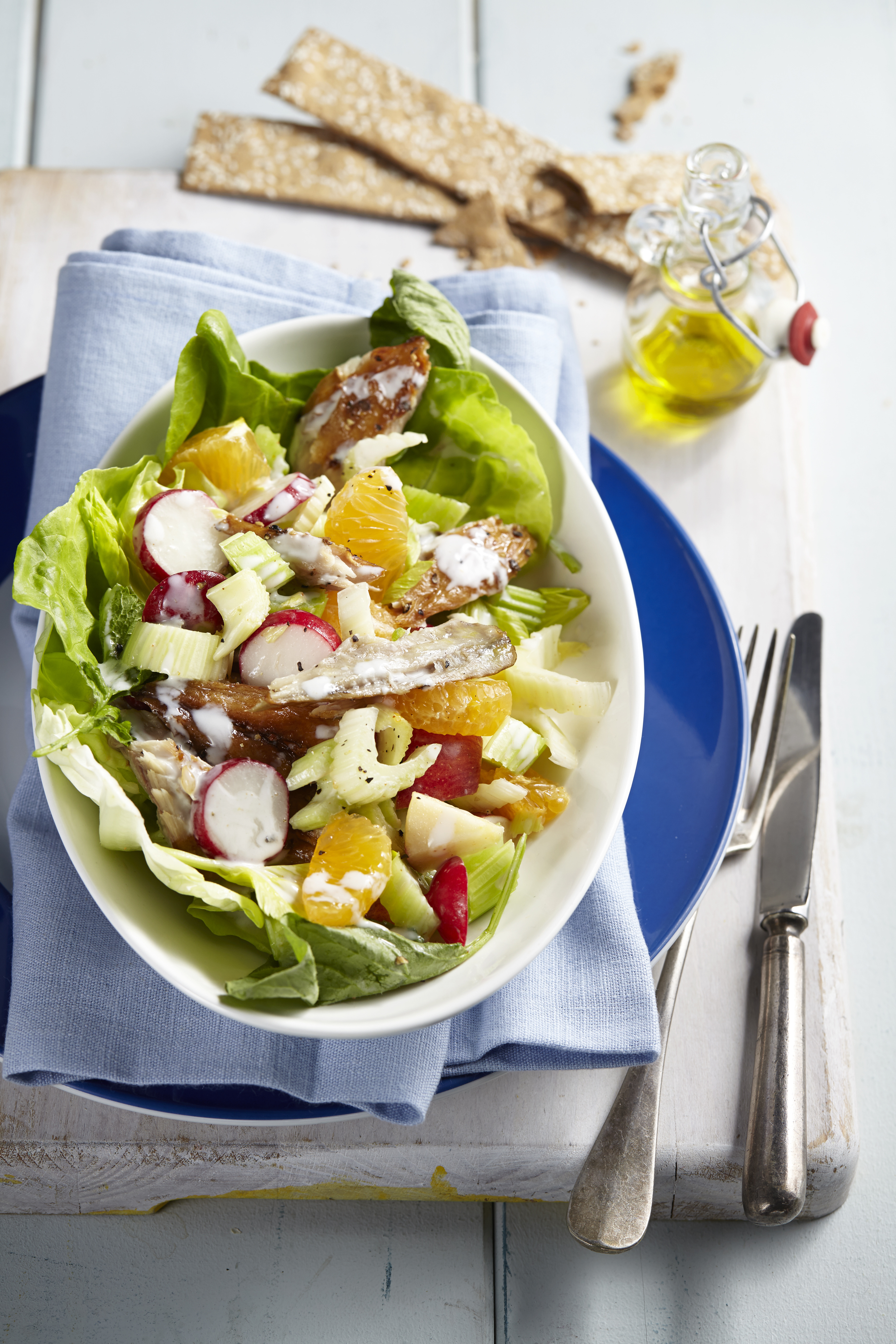 Makreelsalade met appel en radijs