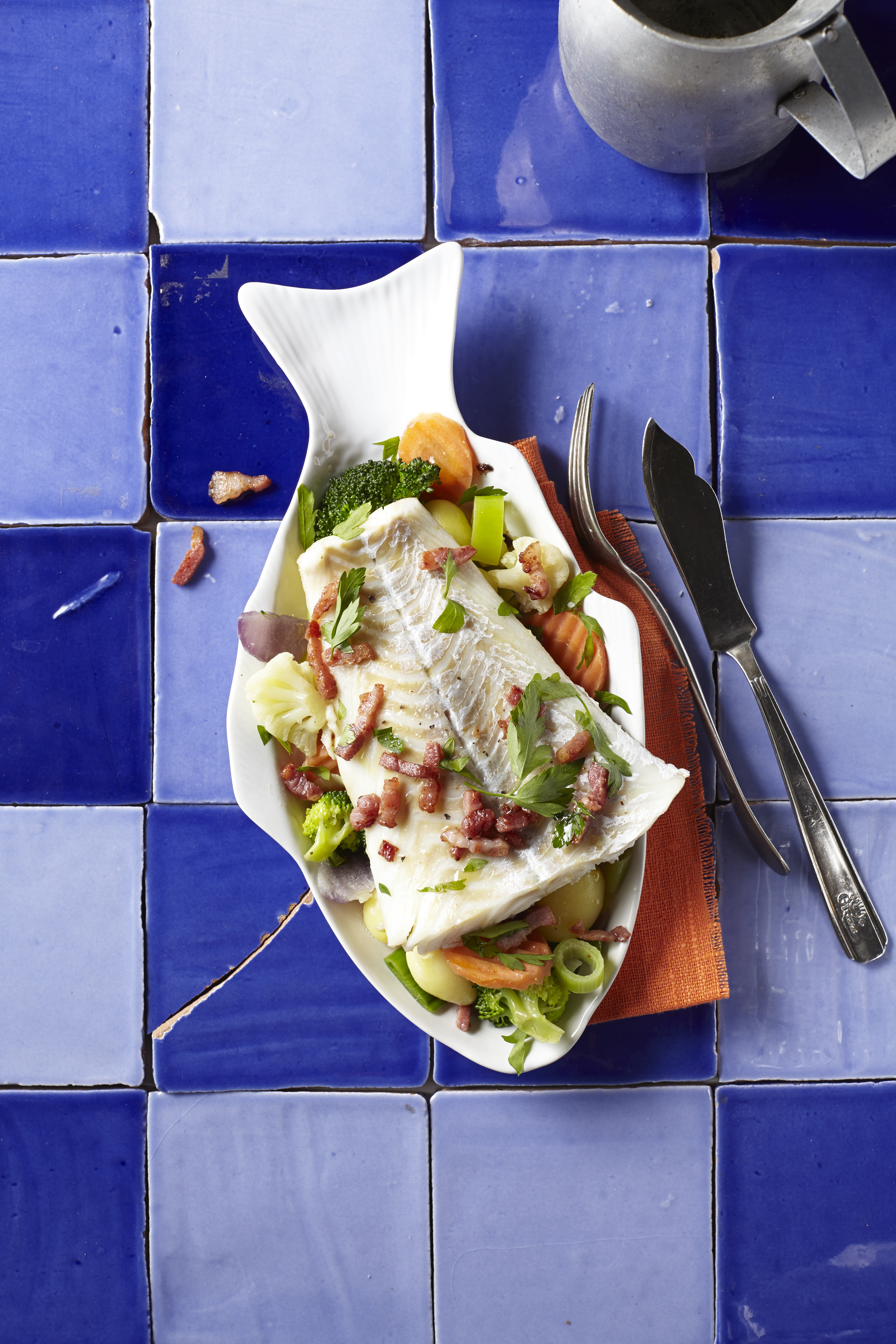 Gestoofde kabeljauw met Hollandse groentenmix