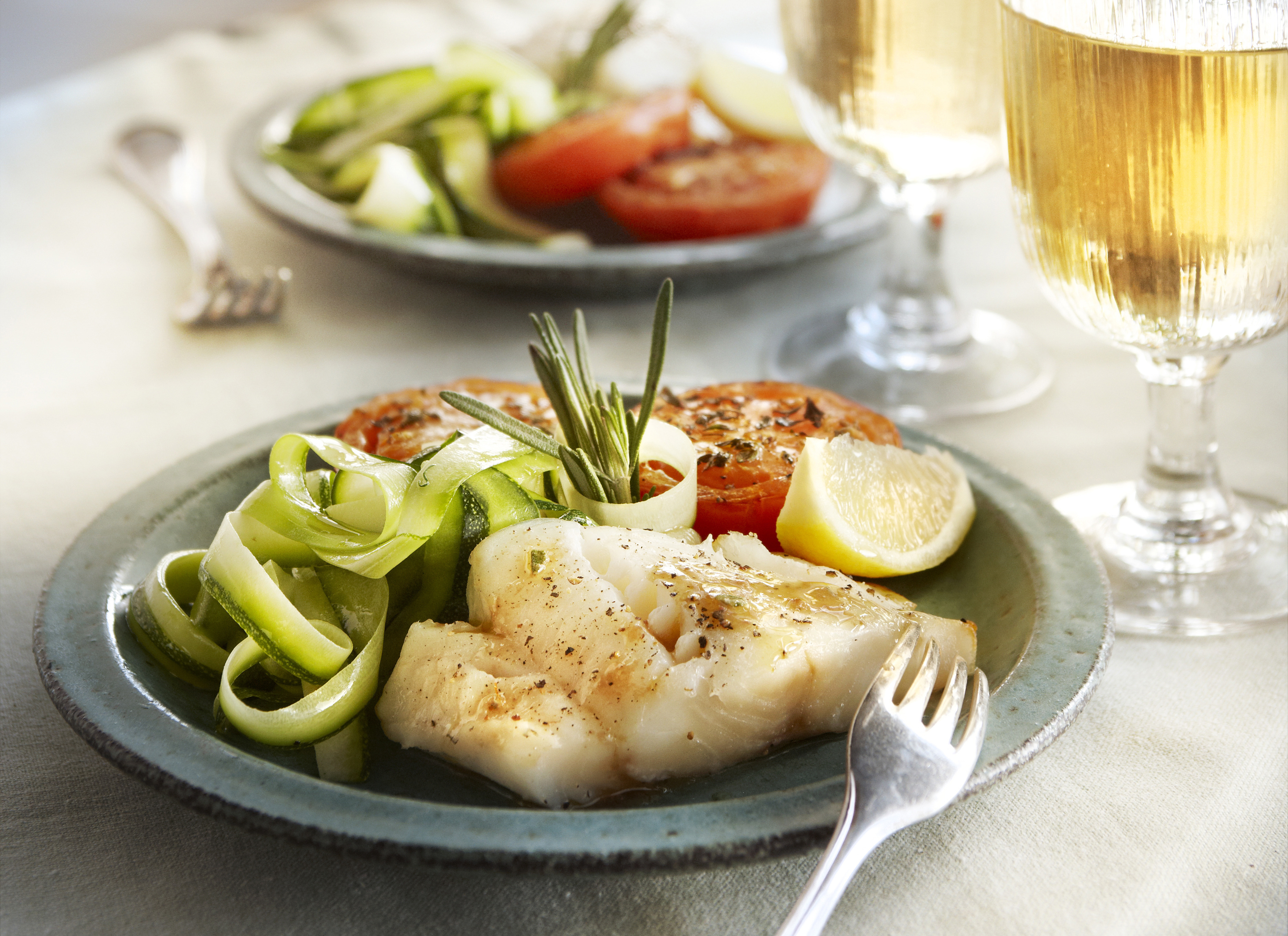 Geroosterde kabeljauw met ansjovis-rozemarijnolie