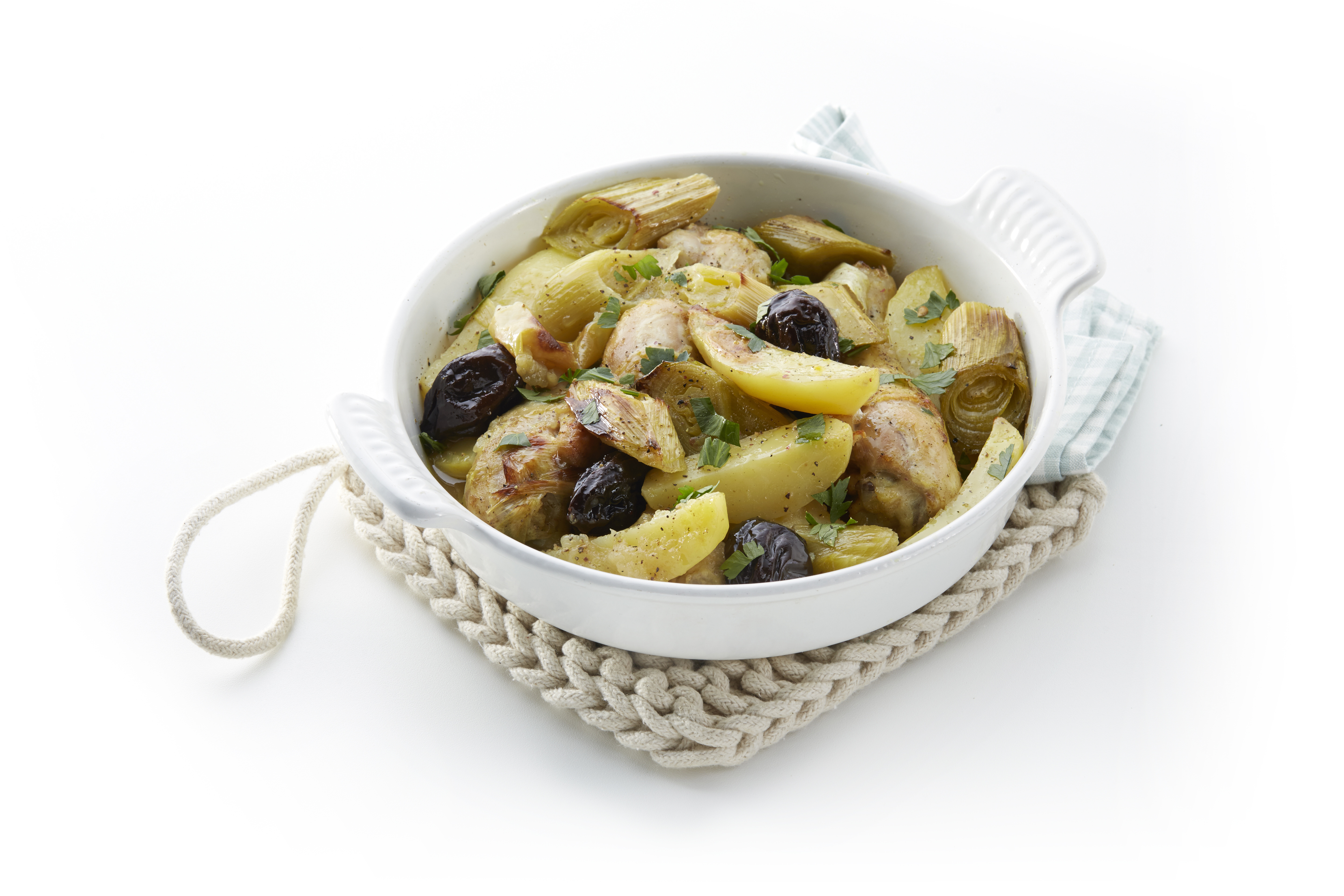 Drumsticks met prei en pruimen