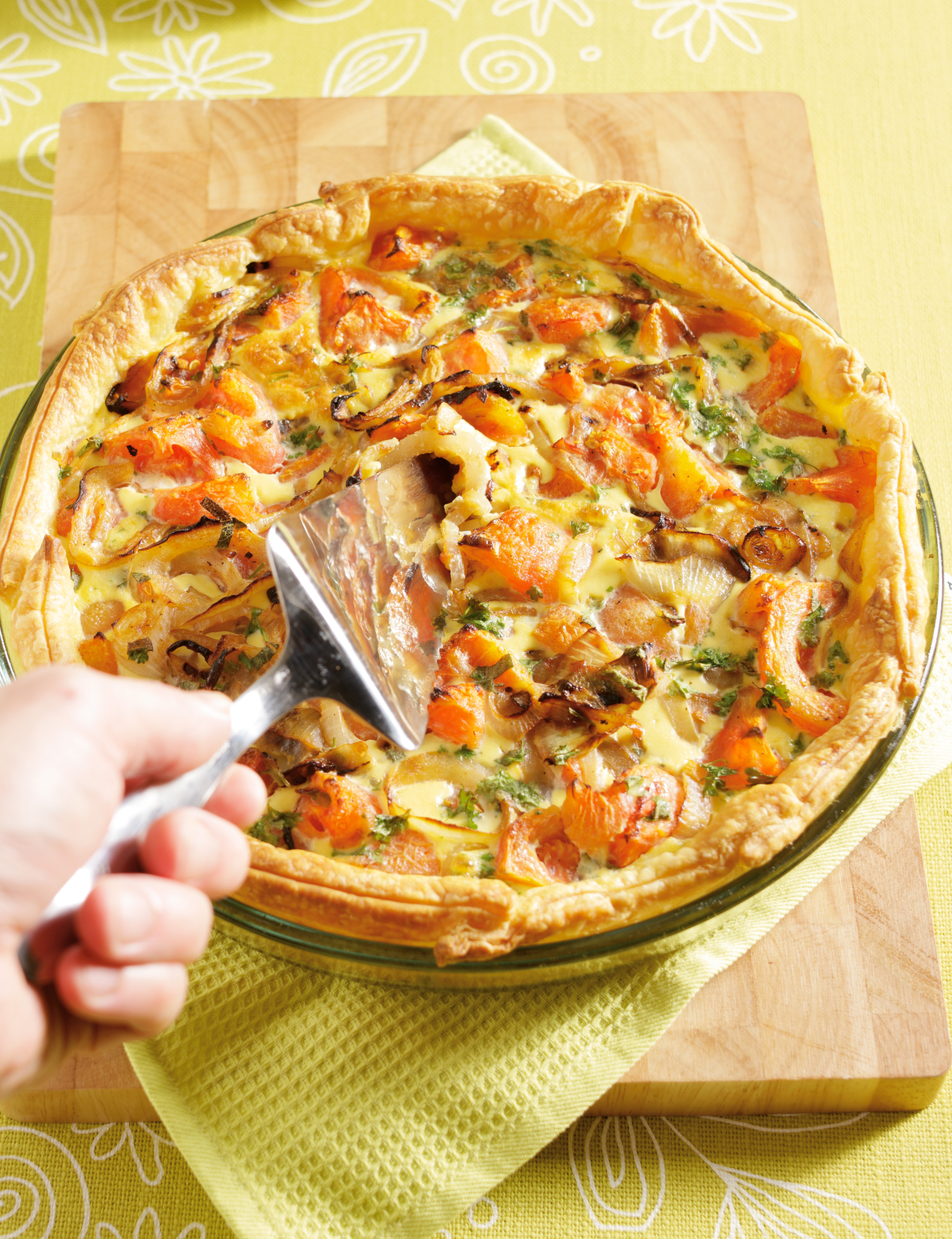 Quiche met tomaten en uien