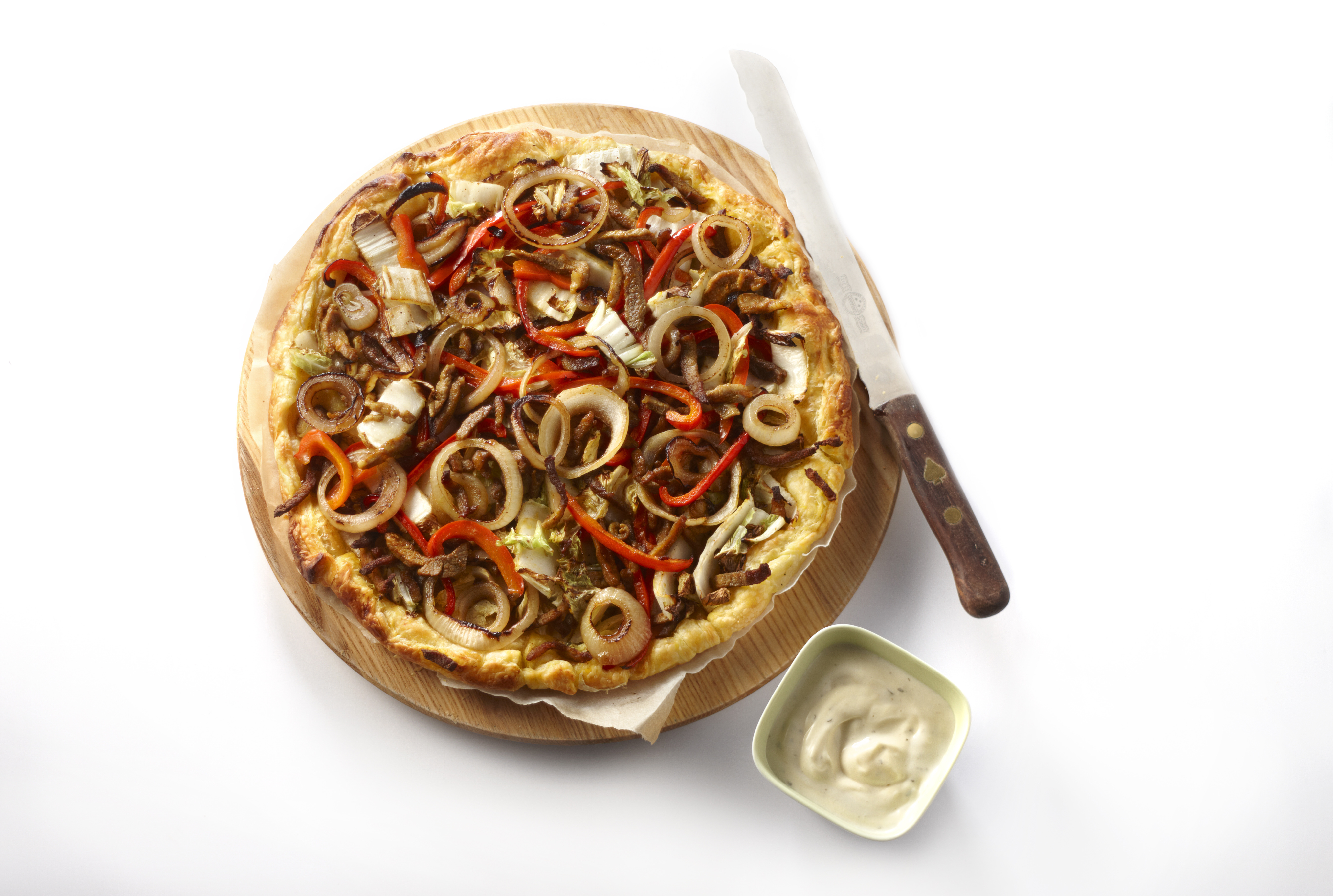 Plaattaart met shoarma en Chinese kool