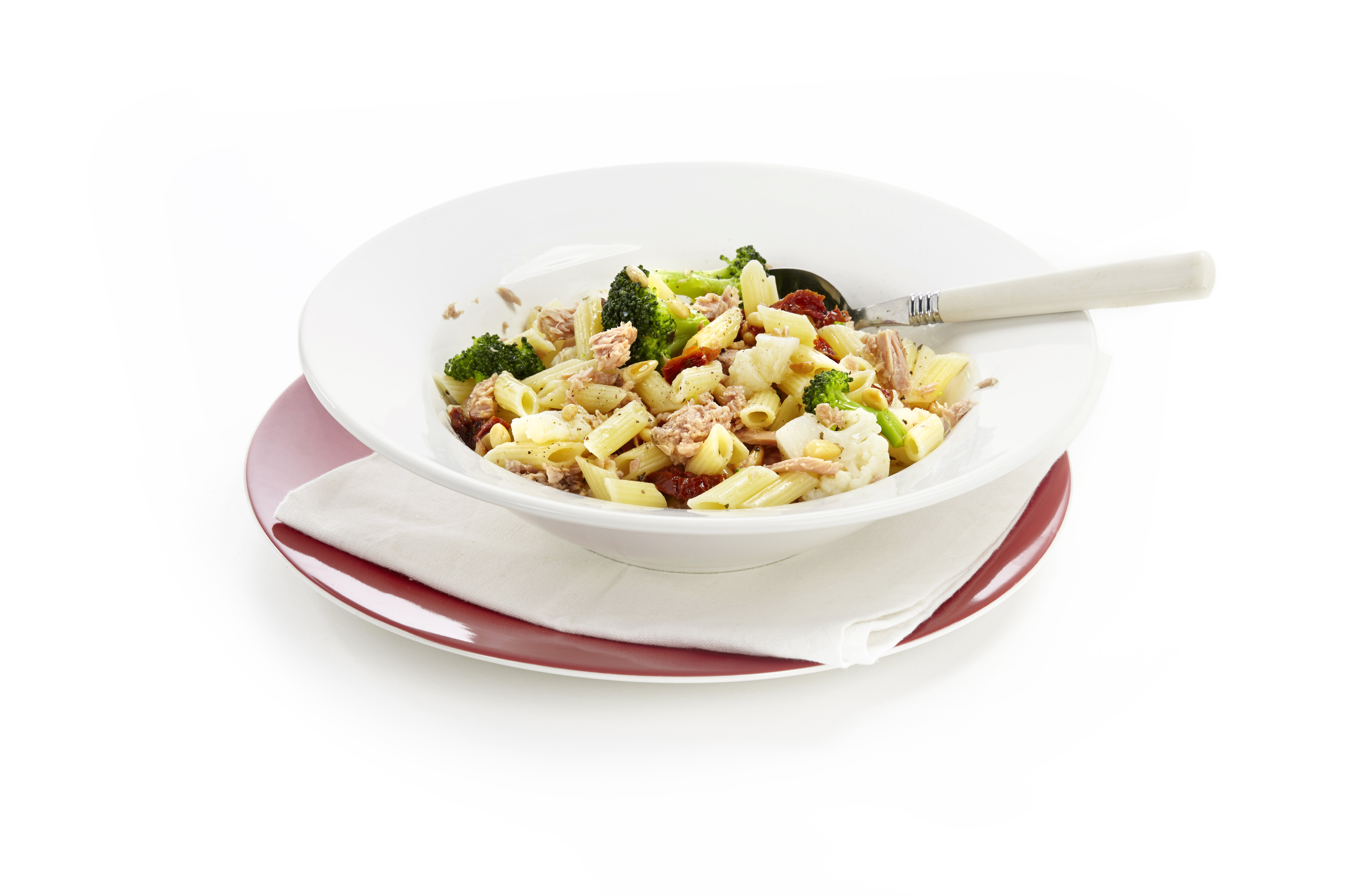 Pasta met bloemkool, broccoli en tonijn