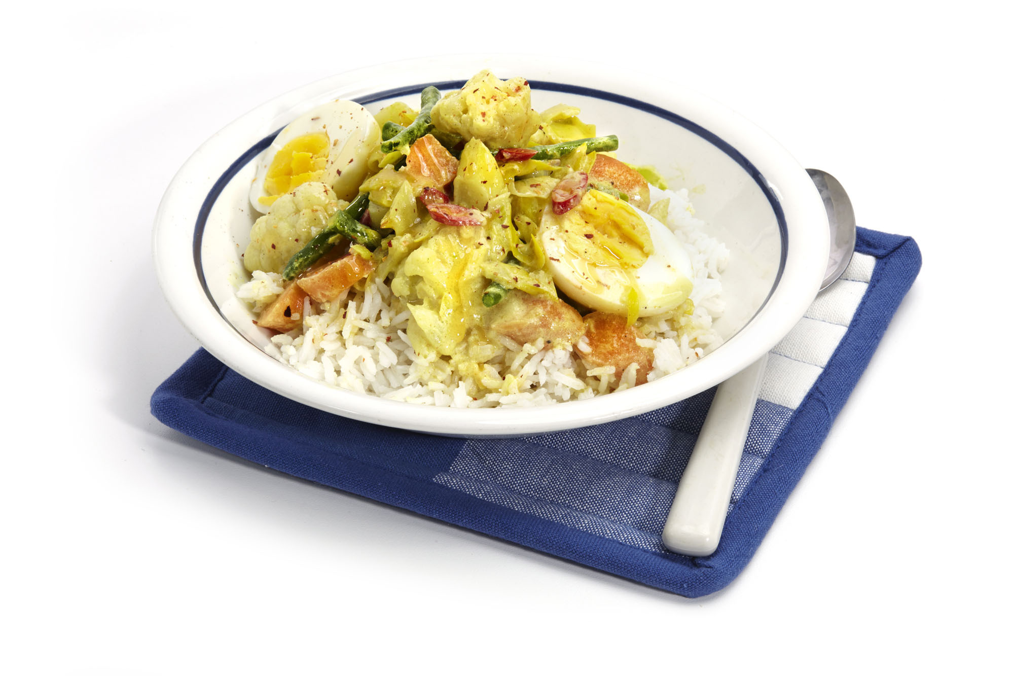 Groentecurry met ei en rijst