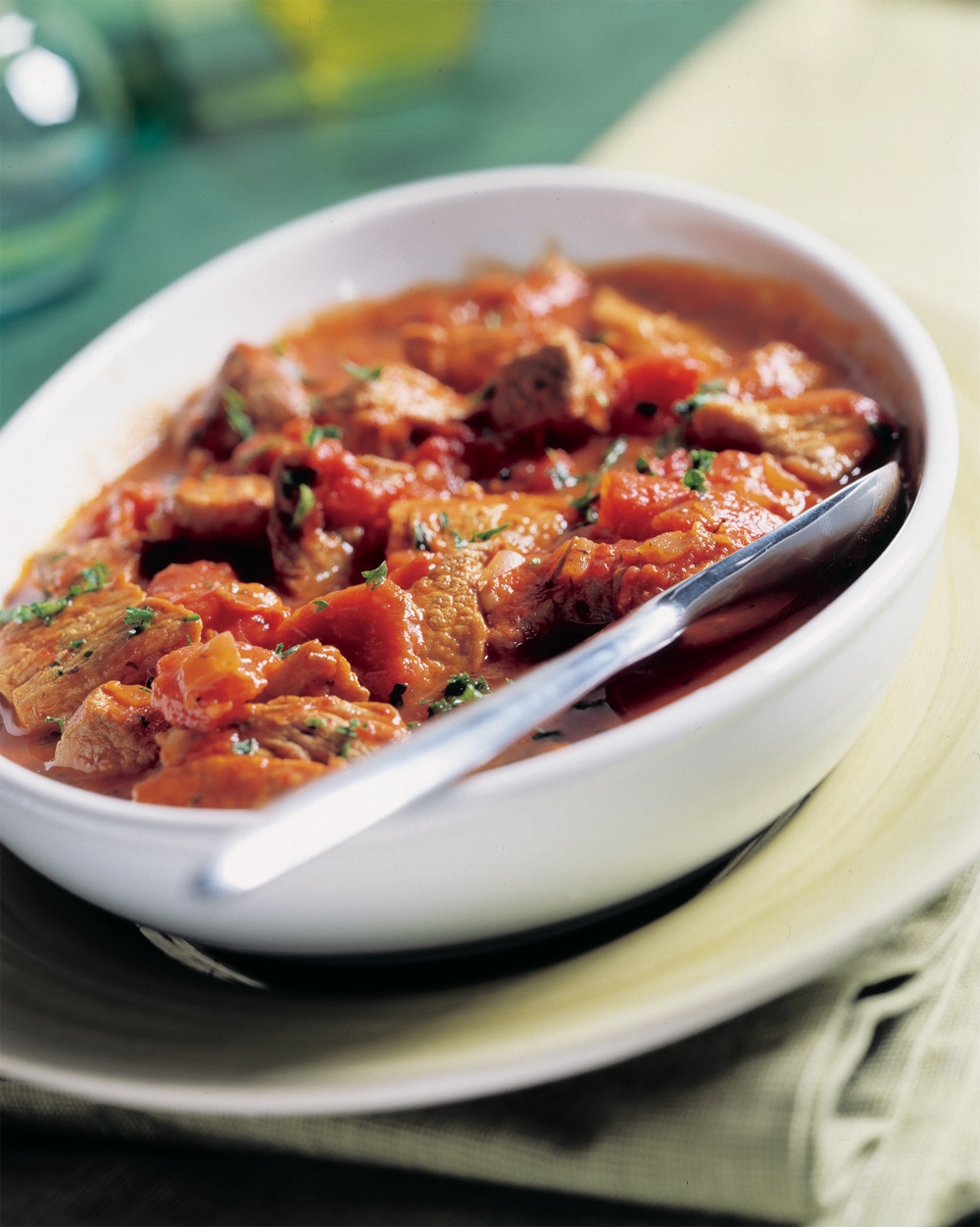 Gemarineerde hamlappen met provencaalse tomatensaus