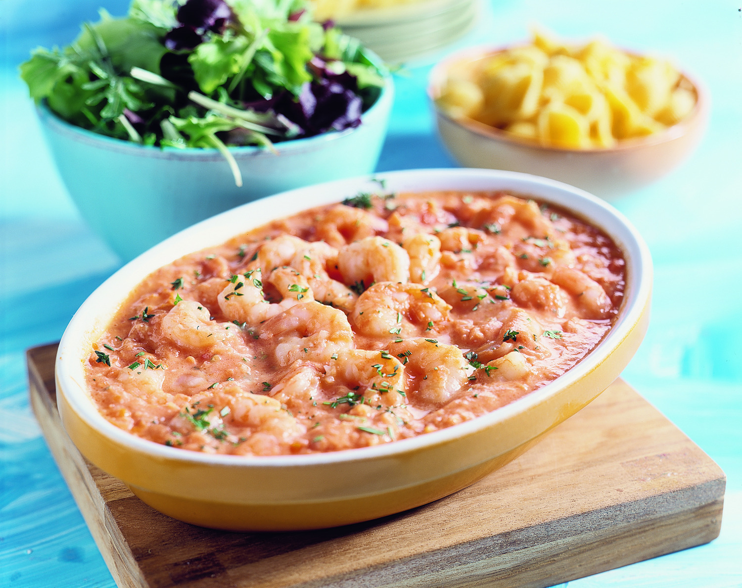 Garnalen in pikante roomsaus