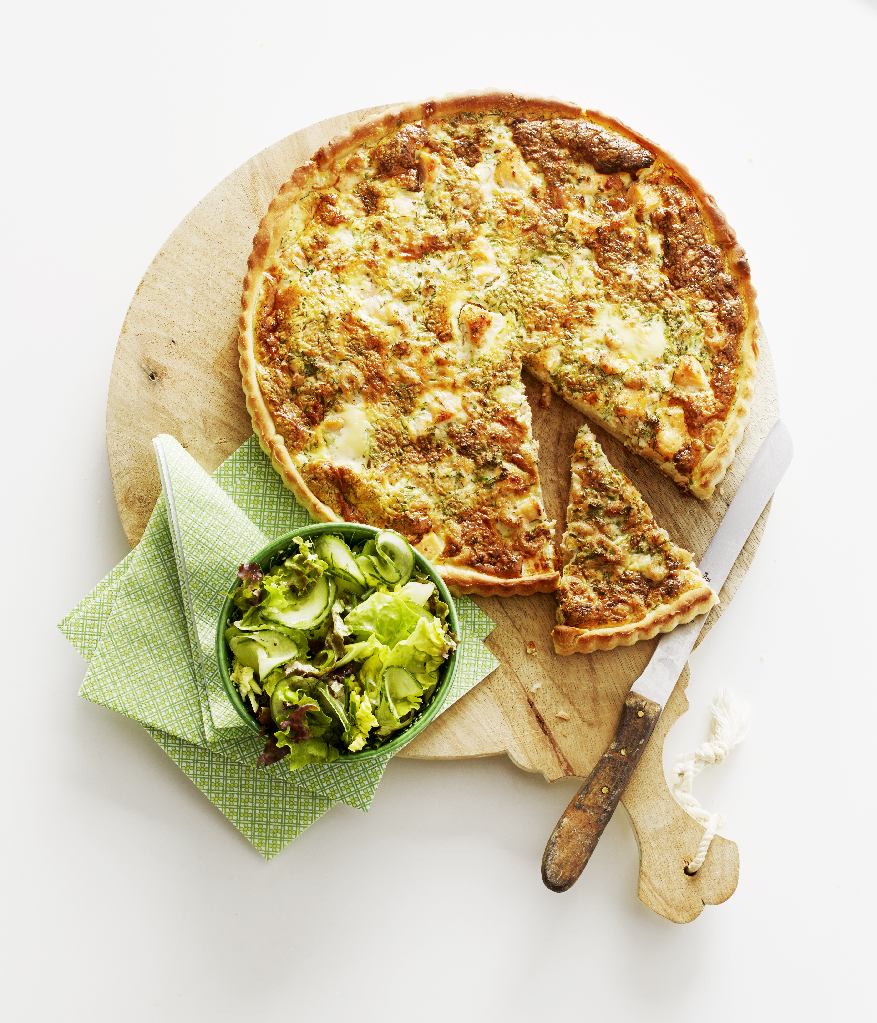 Quiche met zalm en garnalen