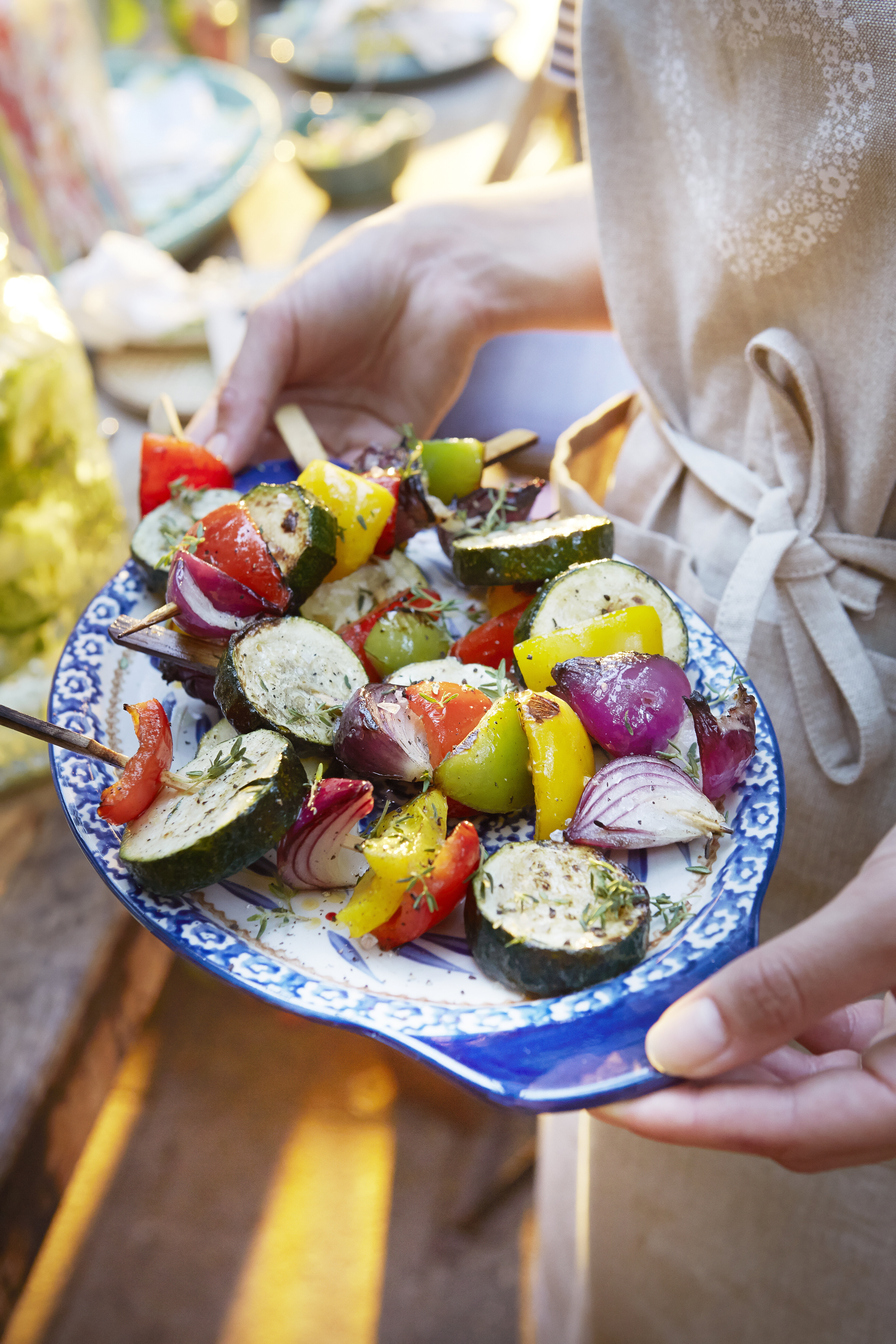 Mediterrane courgette-paprikaspiesjes