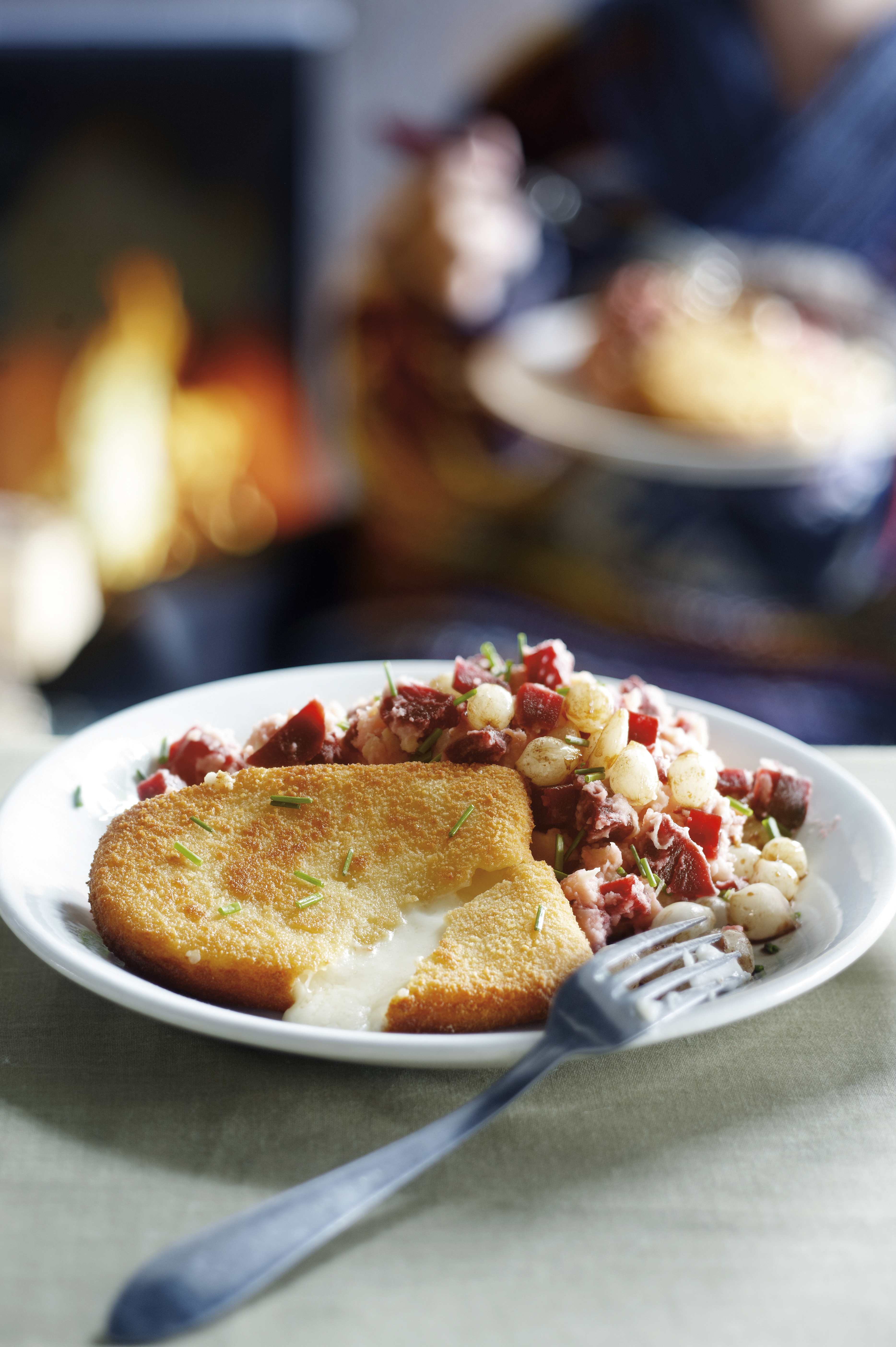 Bietjesstamppot met zilveruitjes en gebakken geitenkaas