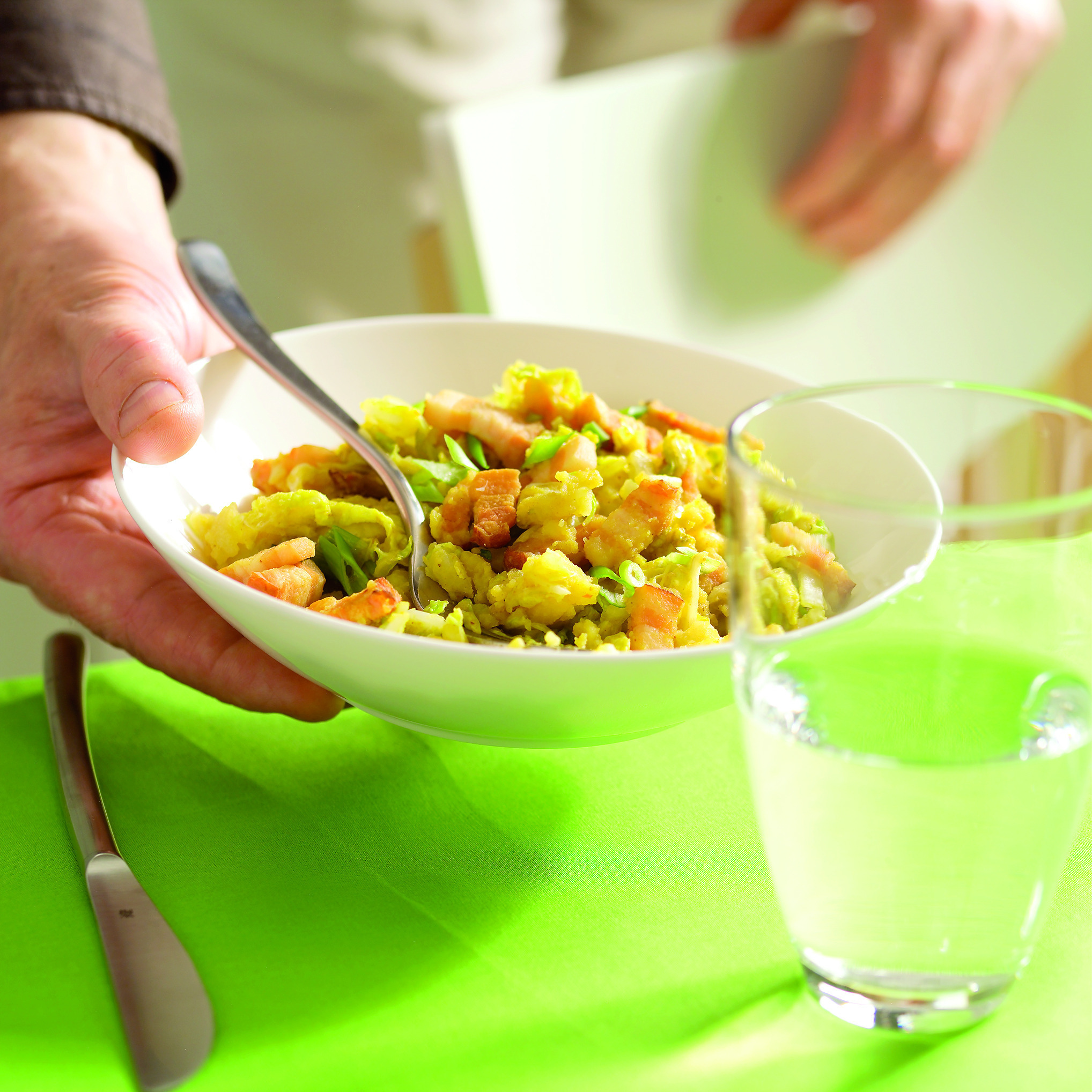 Chinese koolstamppot met spekjes