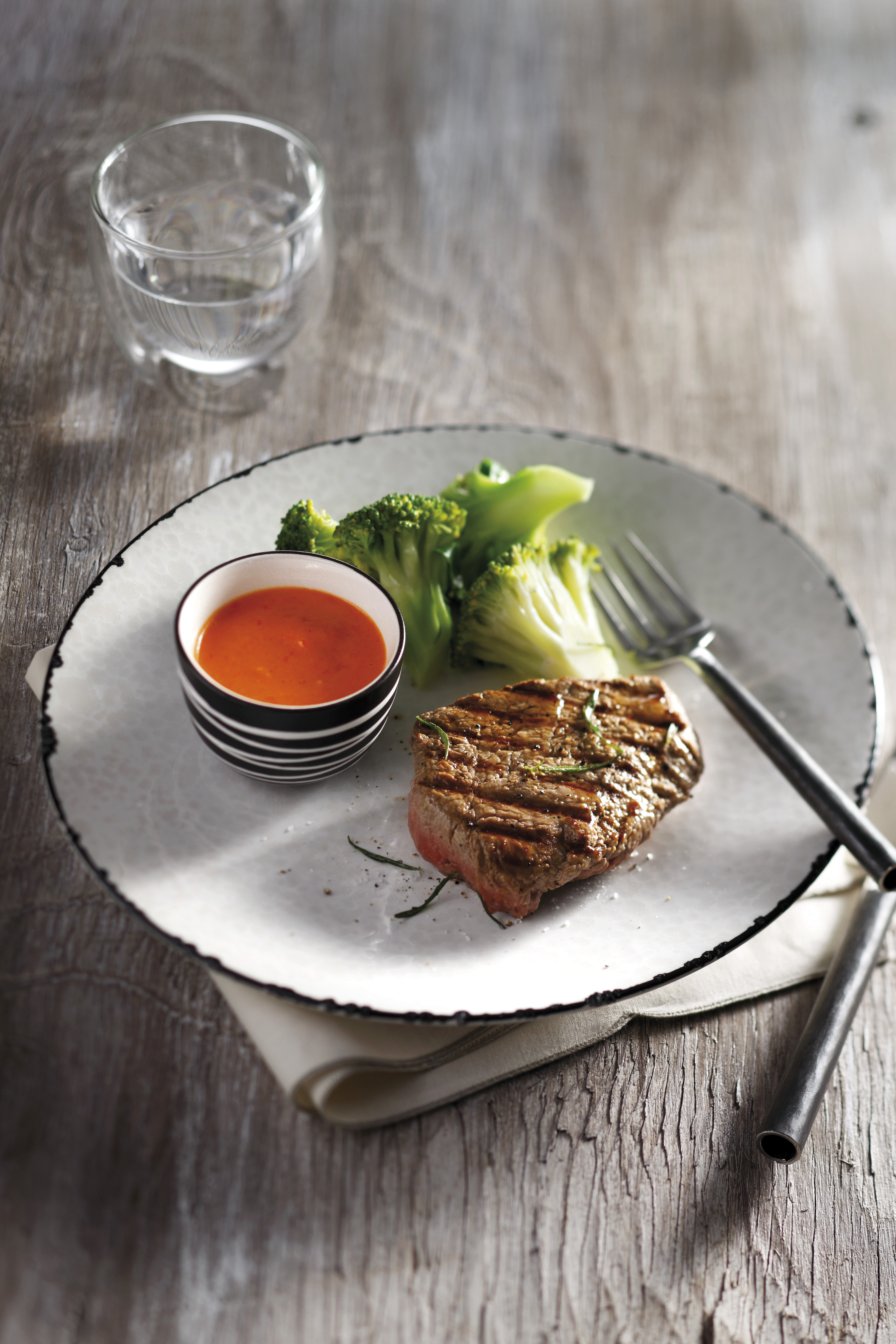 Biefstuk met paprika-tijmsaus