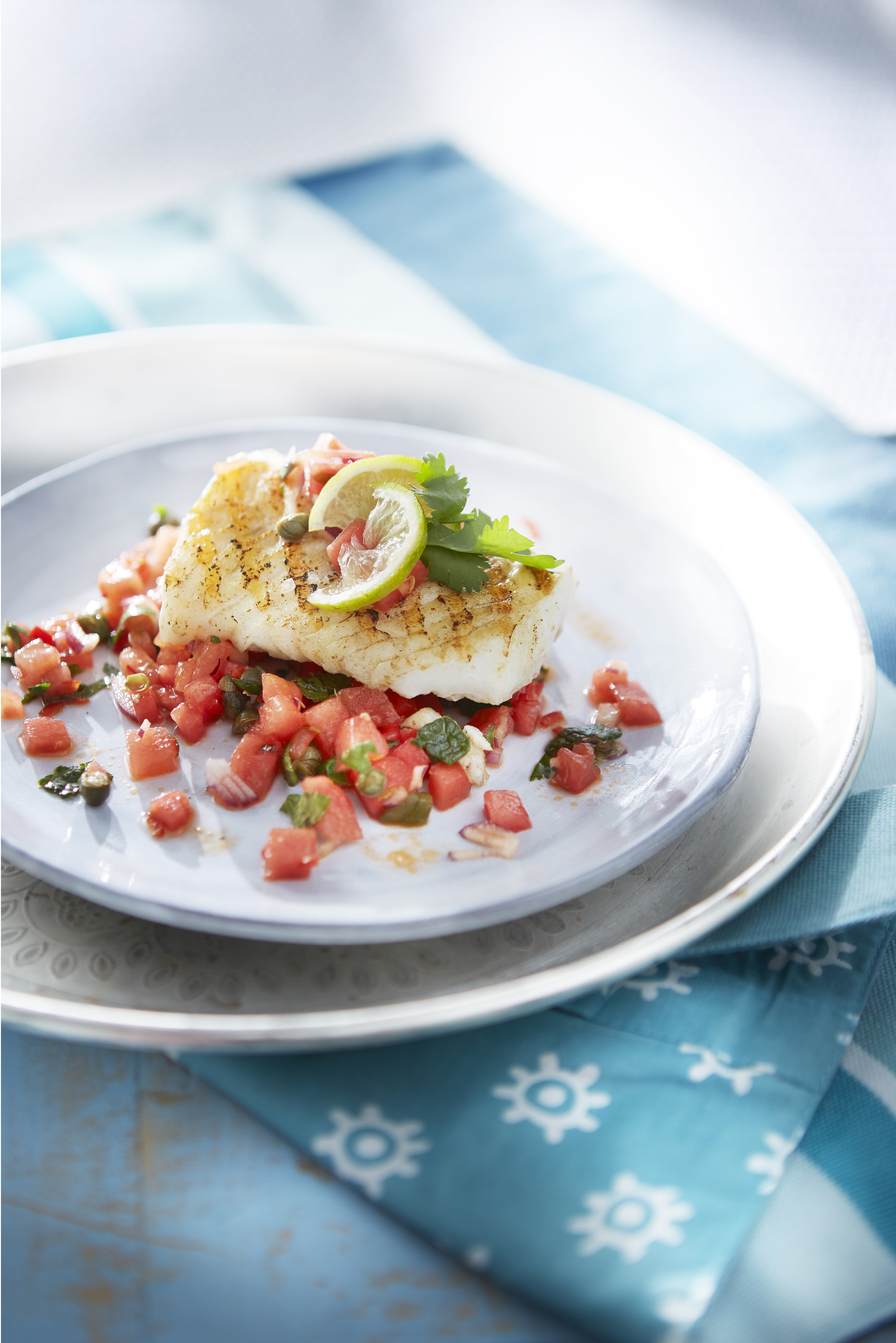 Kabeljauw met watermeloensalsa