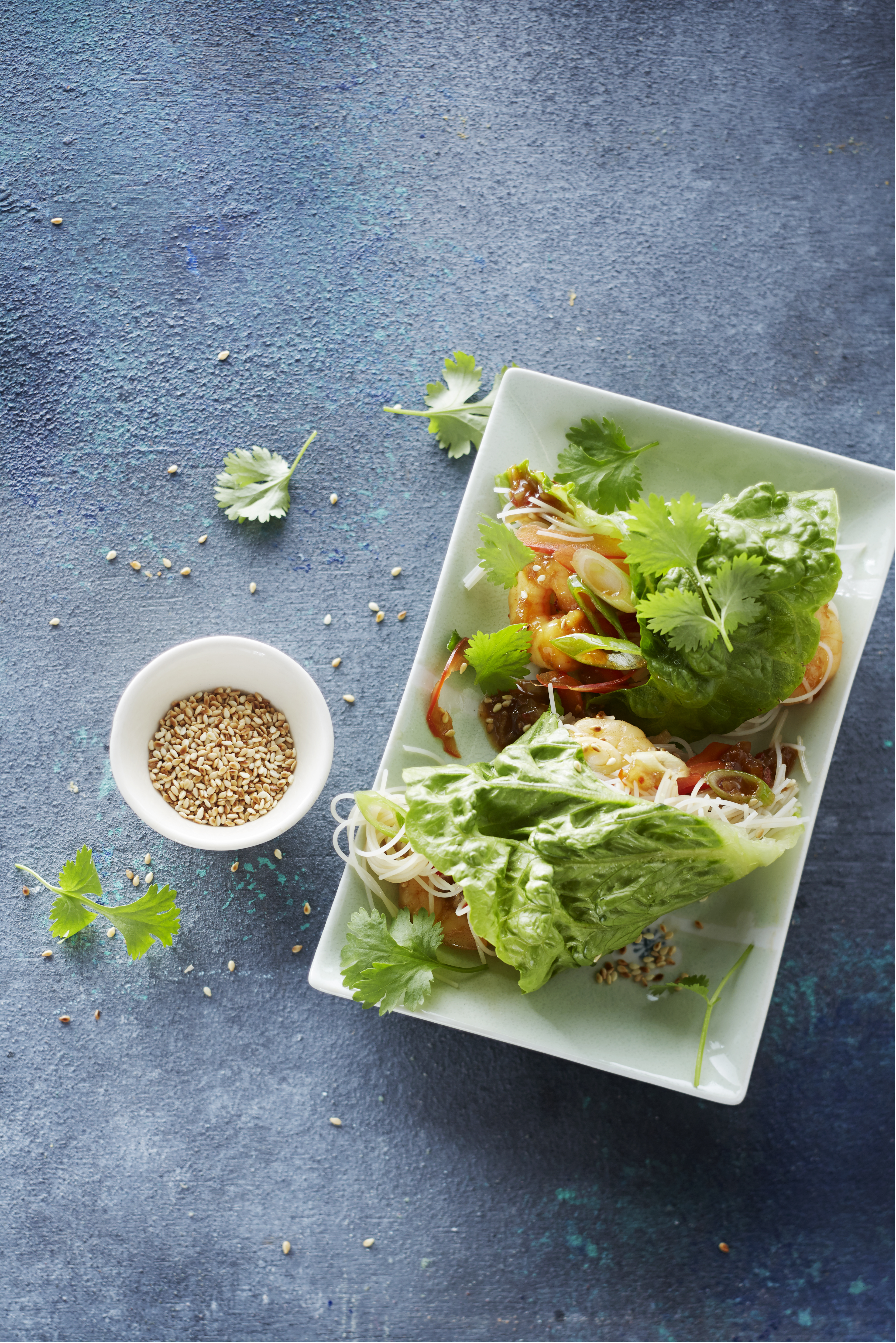 Thaise wraps met garnalen, mihoen en sesamzaad