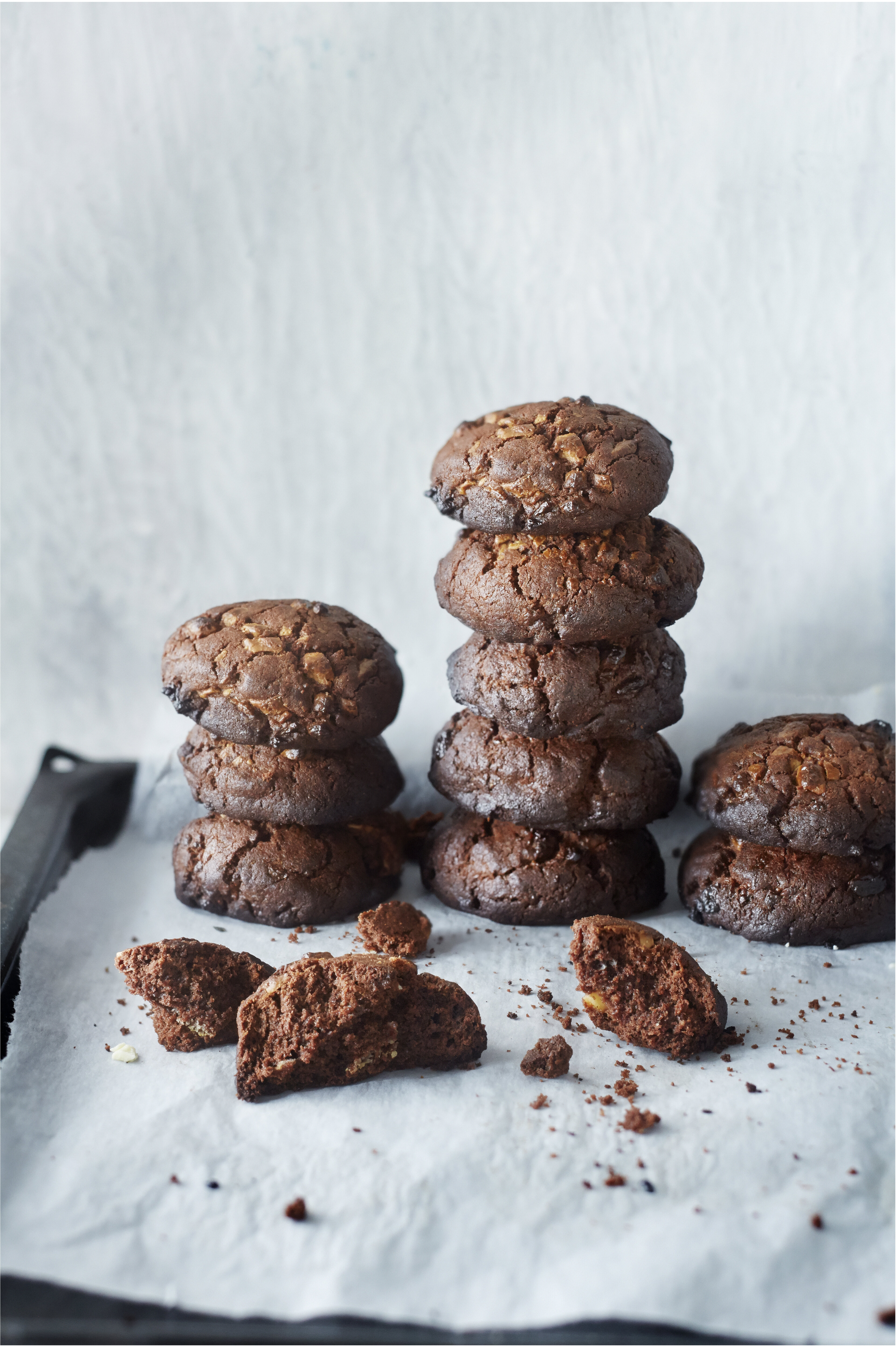 Chocolate chip cookies met hazelnootpasta