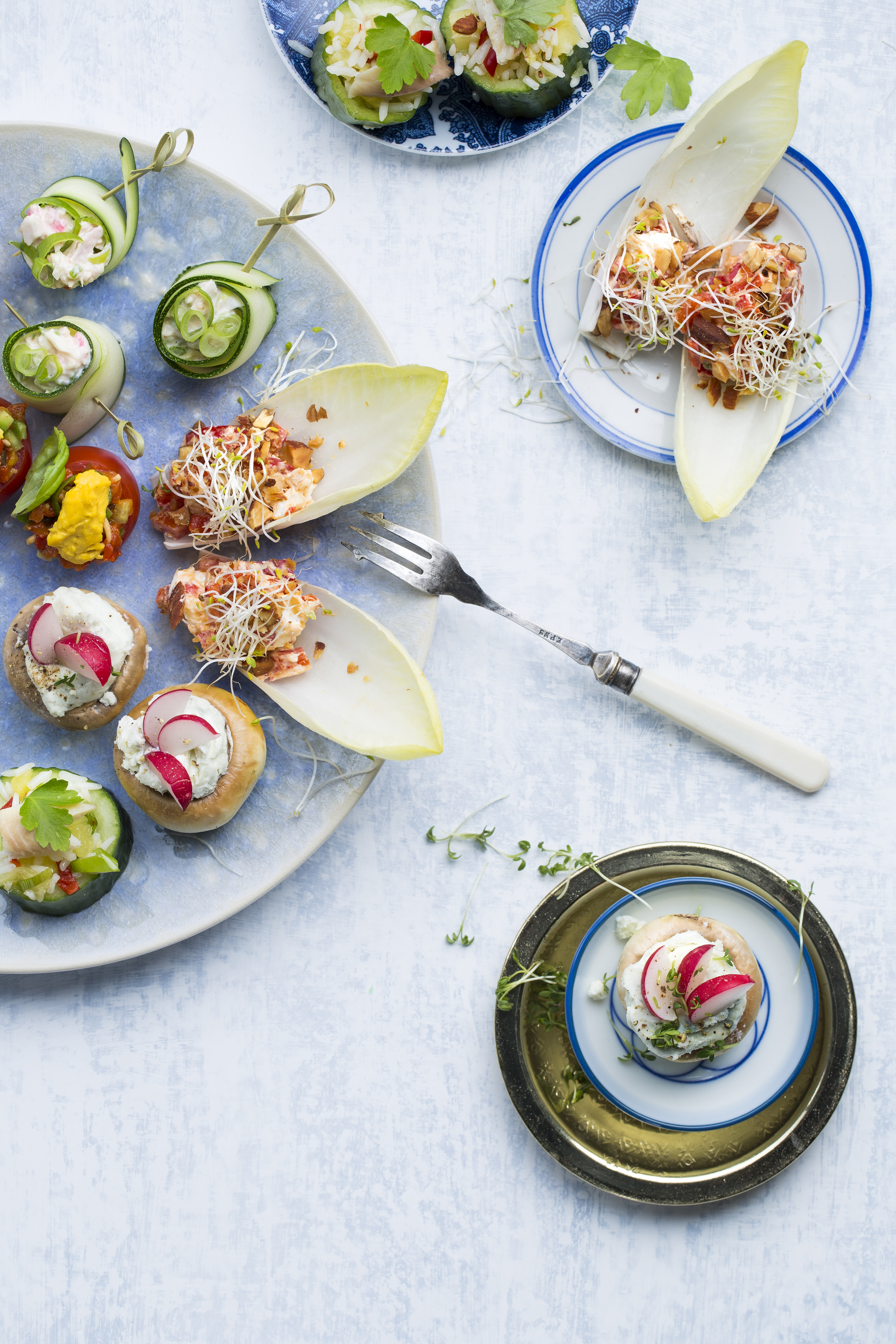 Courgettelinten met oosterse krabsalade