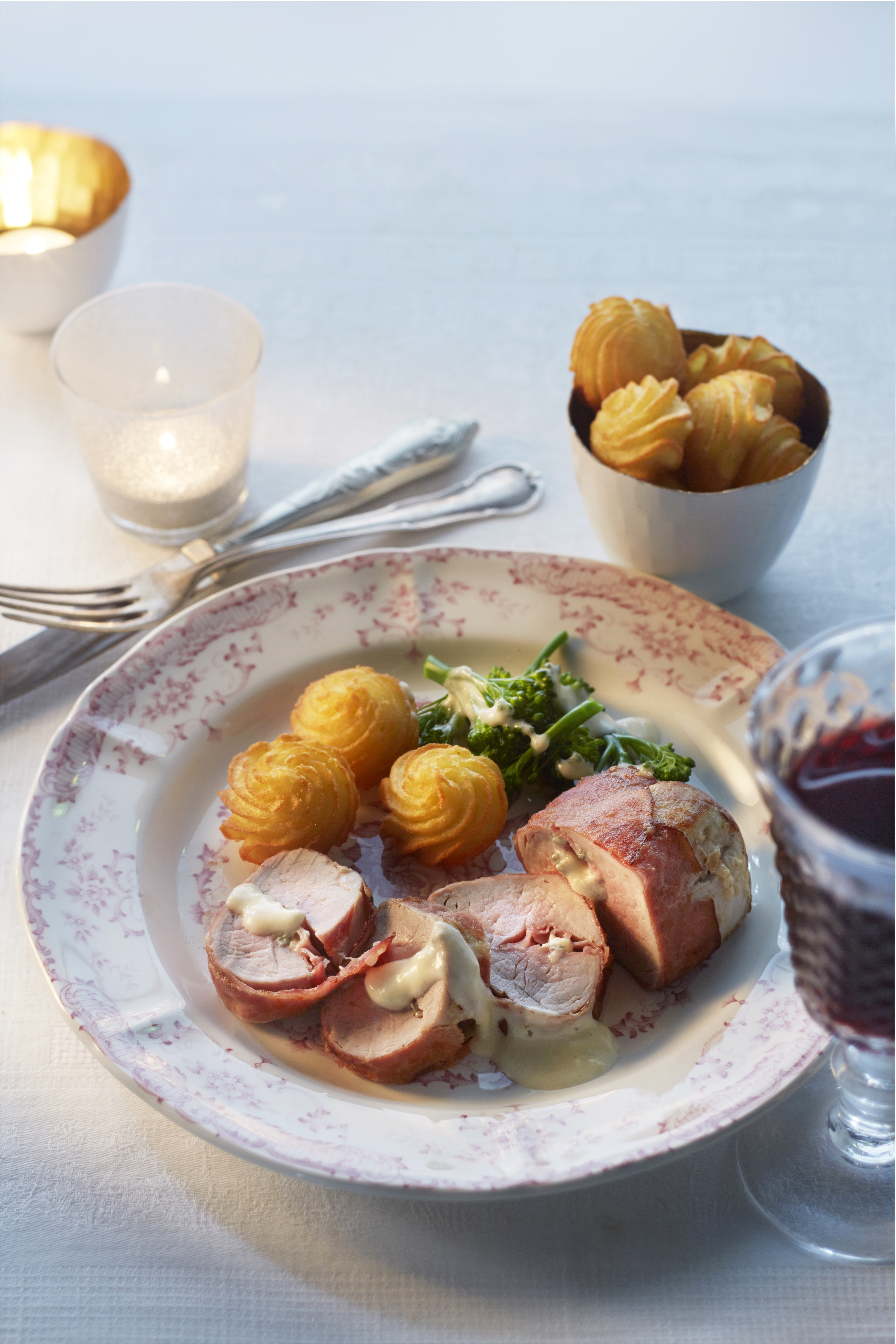 Varkenshaas met rauwe ham en roquefort