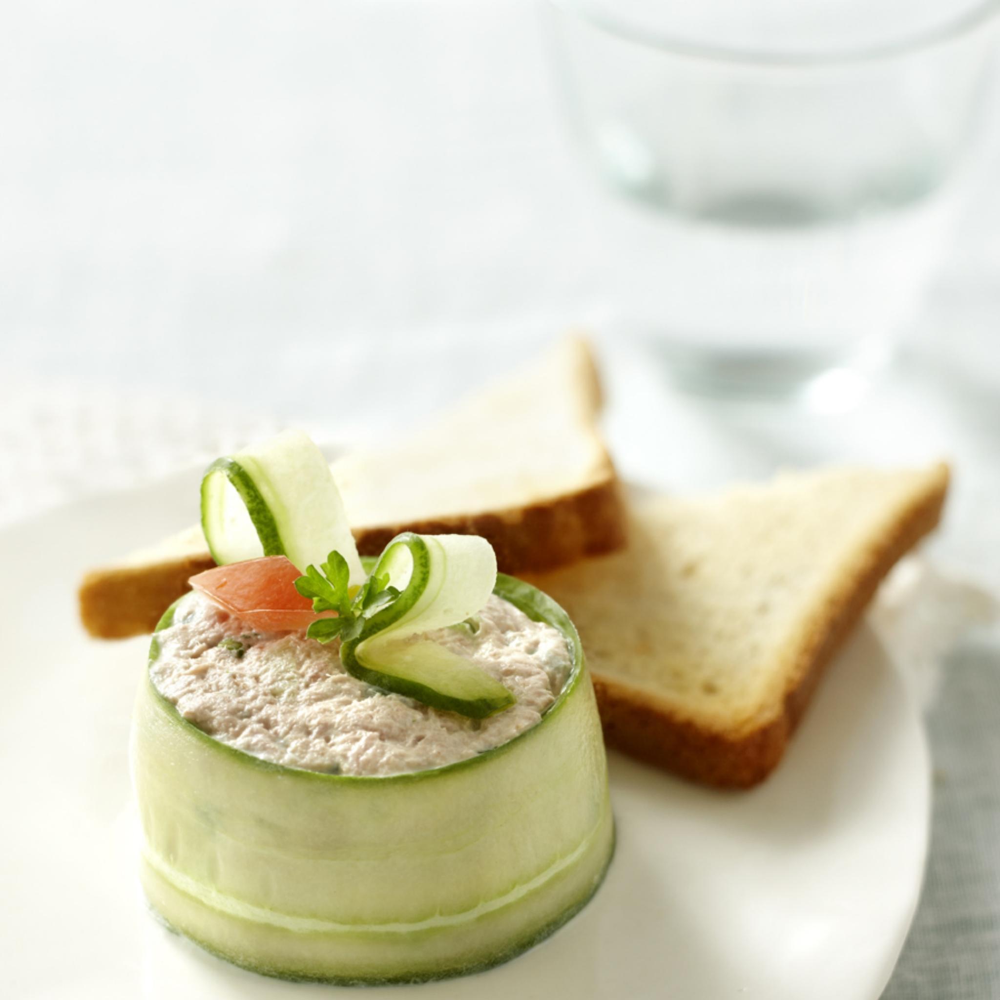 Timbaaltjes van tonijn en komkommer