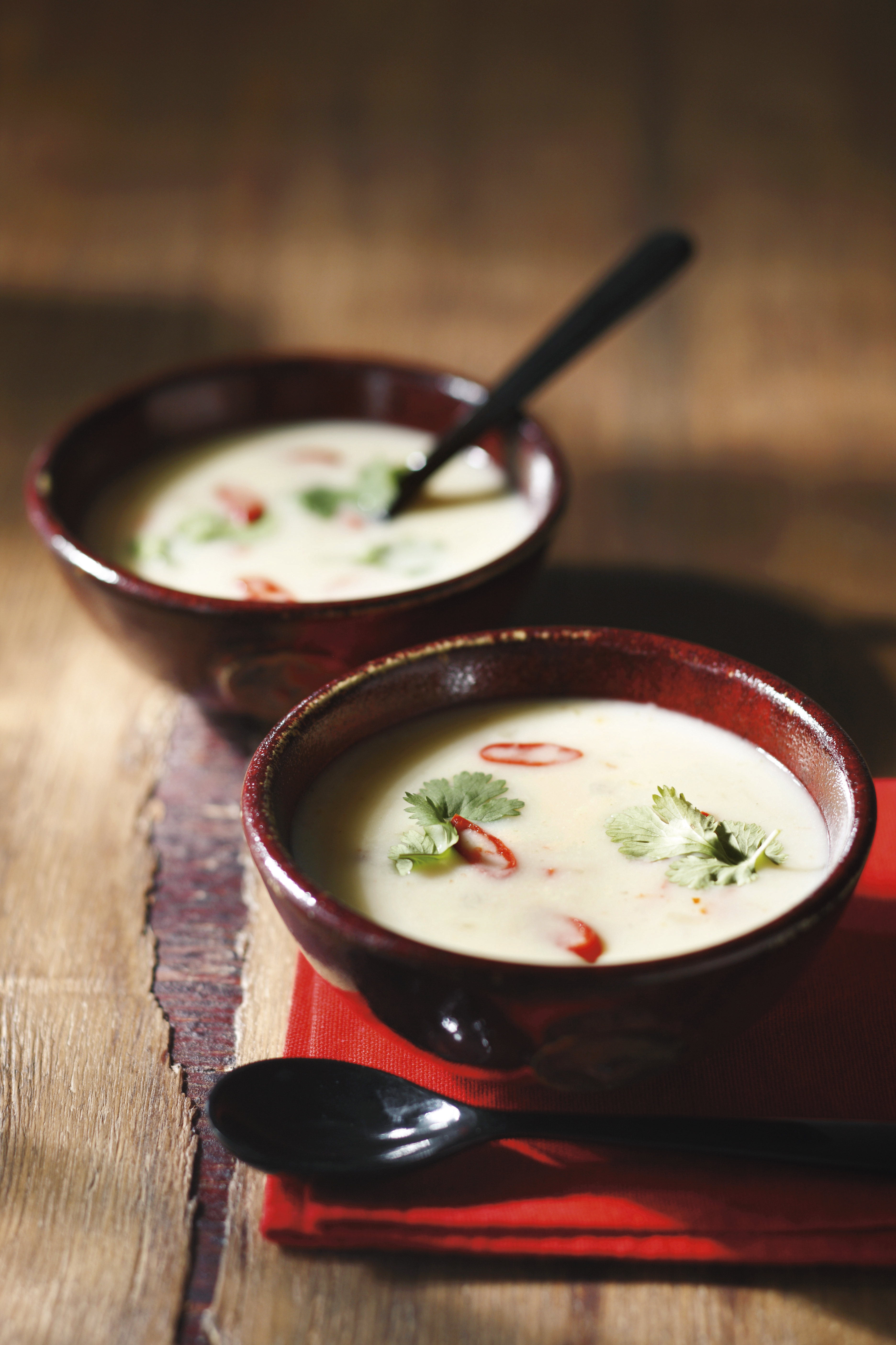 Thaise kippensoep met kokos en koriander
