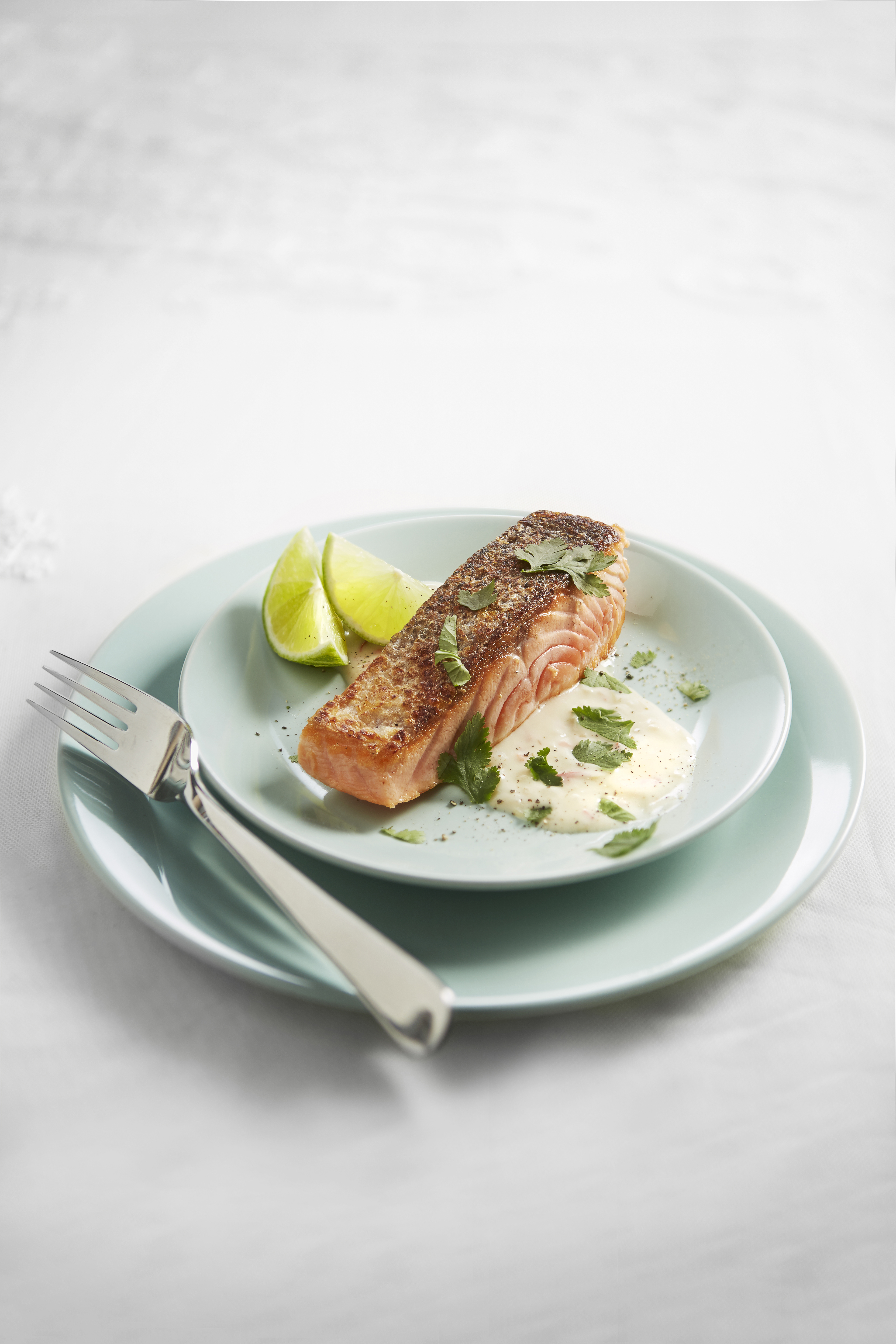 Gebakken zalmfilet met limoensaus