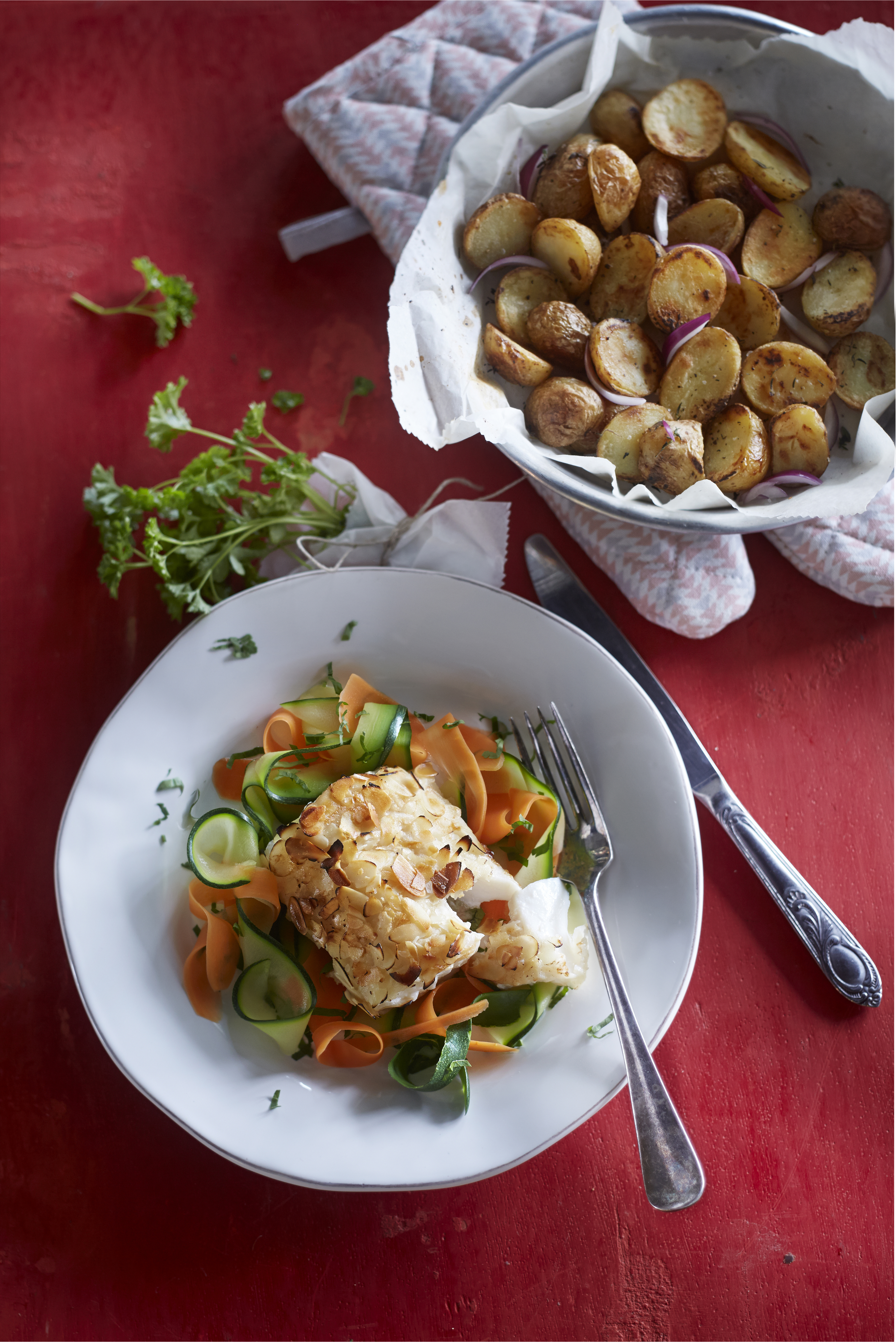 Kabeljauwfilet met amandelcrunch