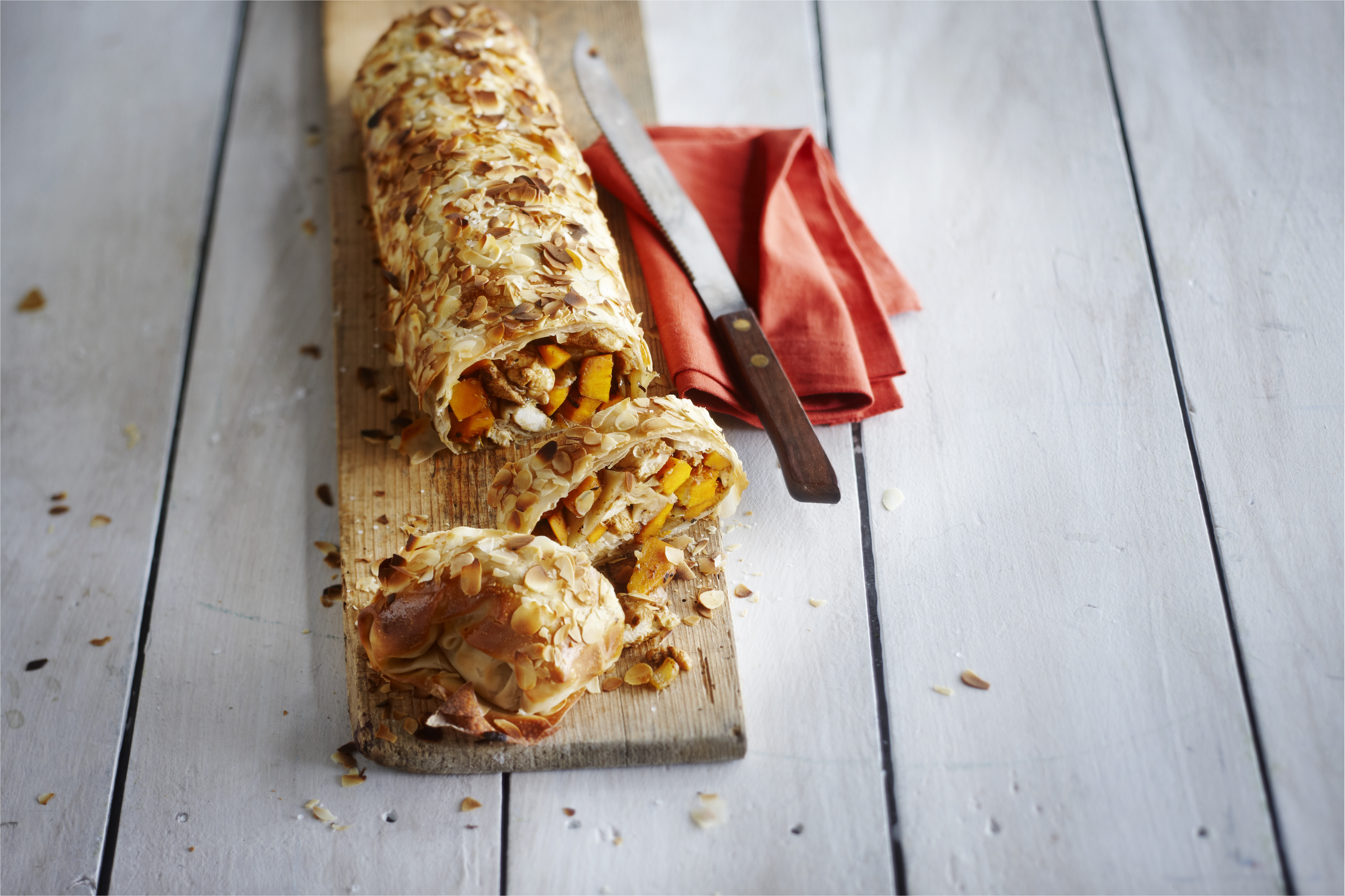 Strudel met pompoen en kip