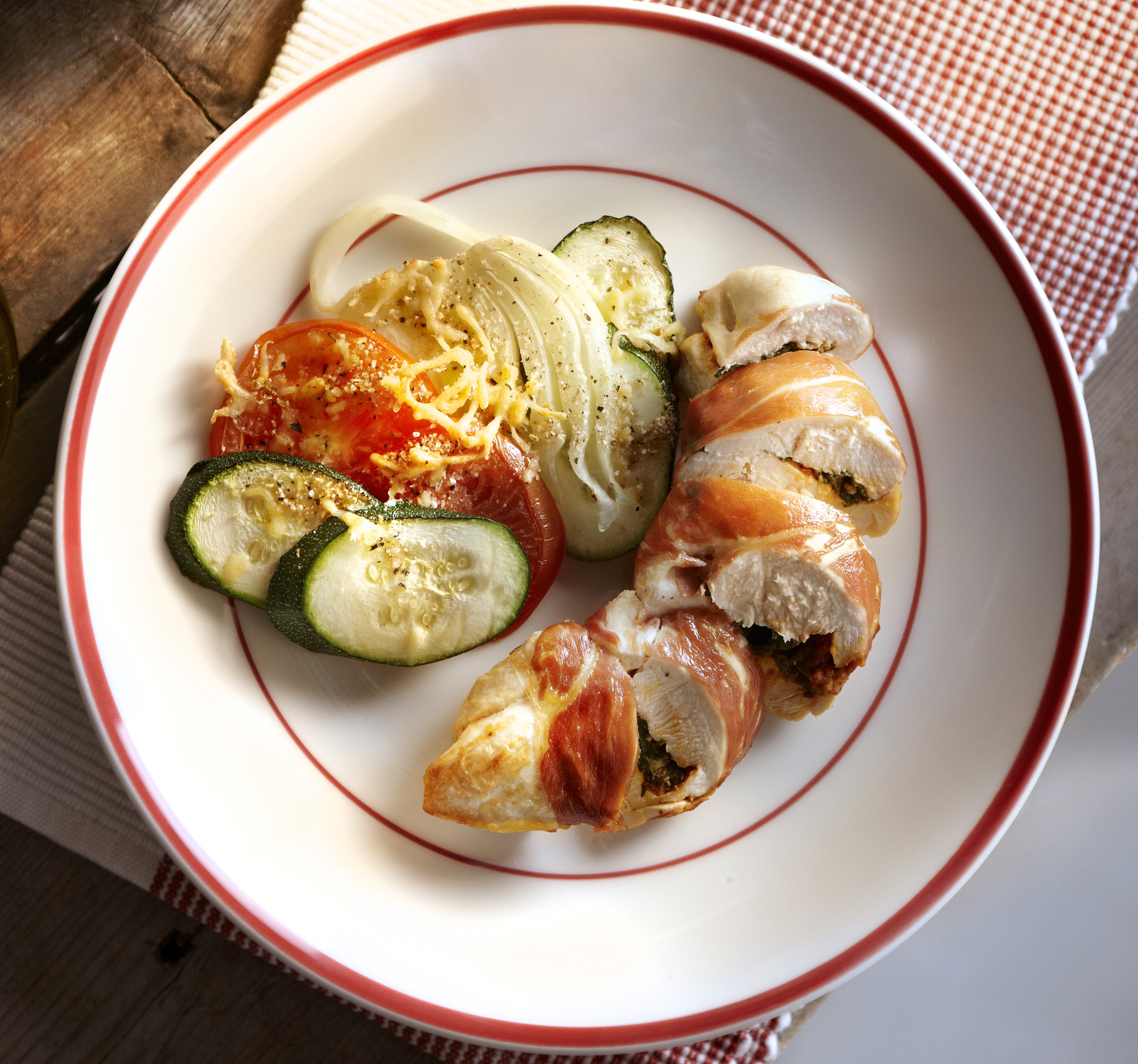 Romeinse kipfilet met groentengratin