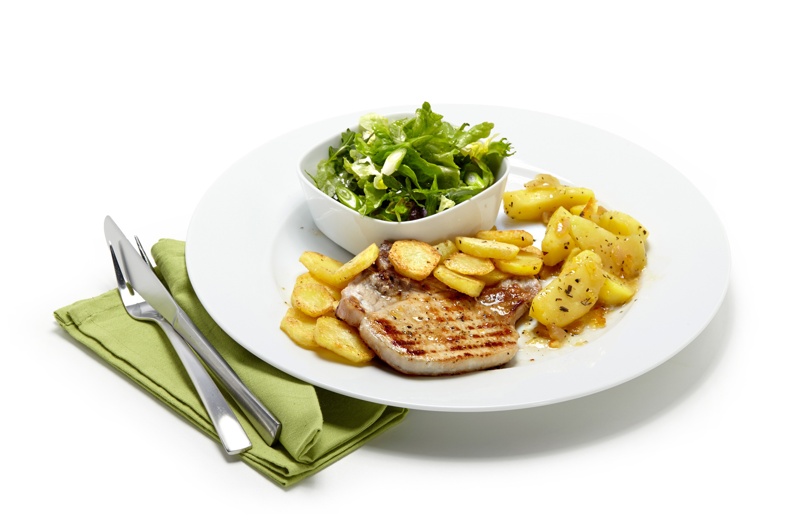 Ribkarbonade met appel-rozemarijnsaus