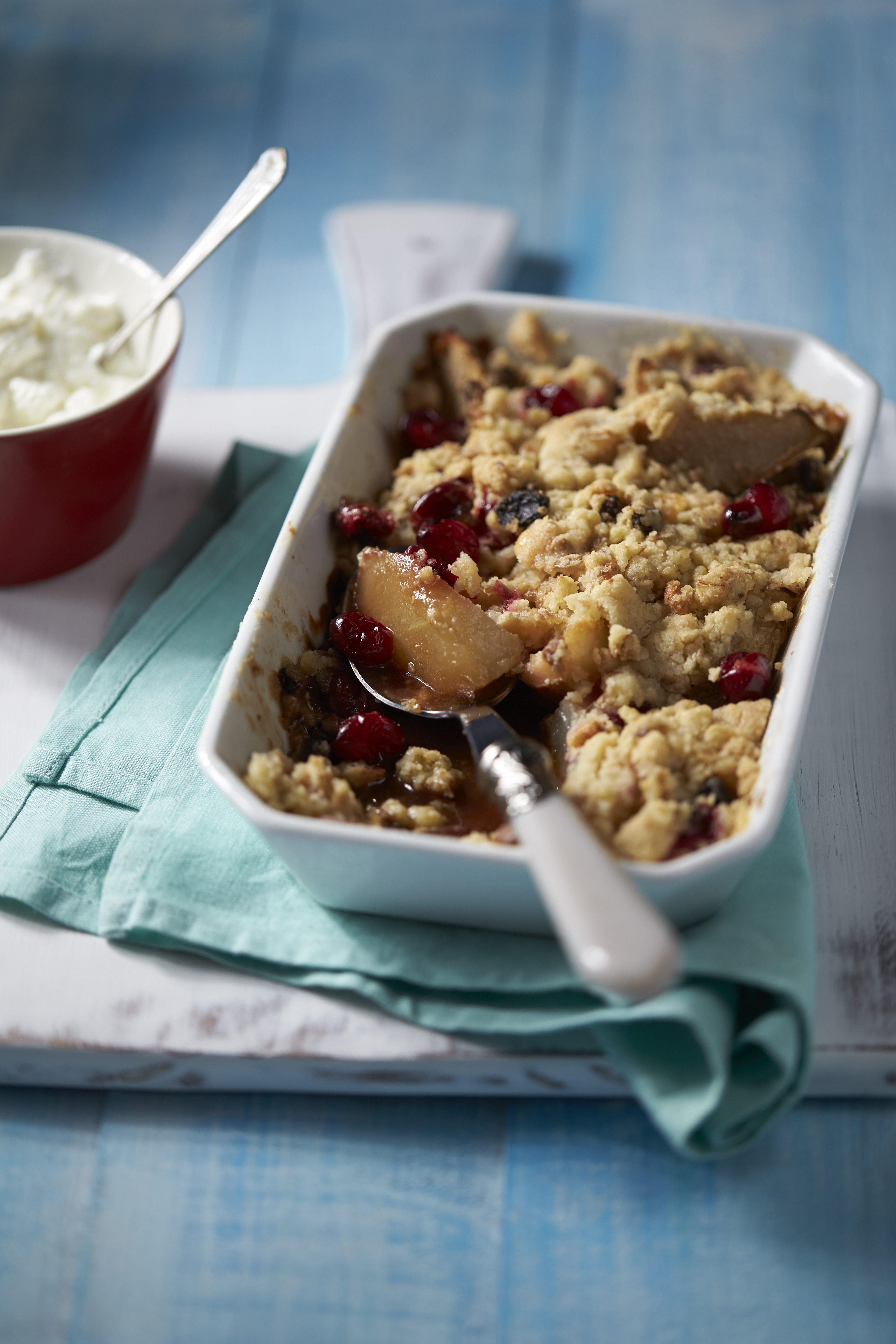 Peren uit de oven met notencrumble