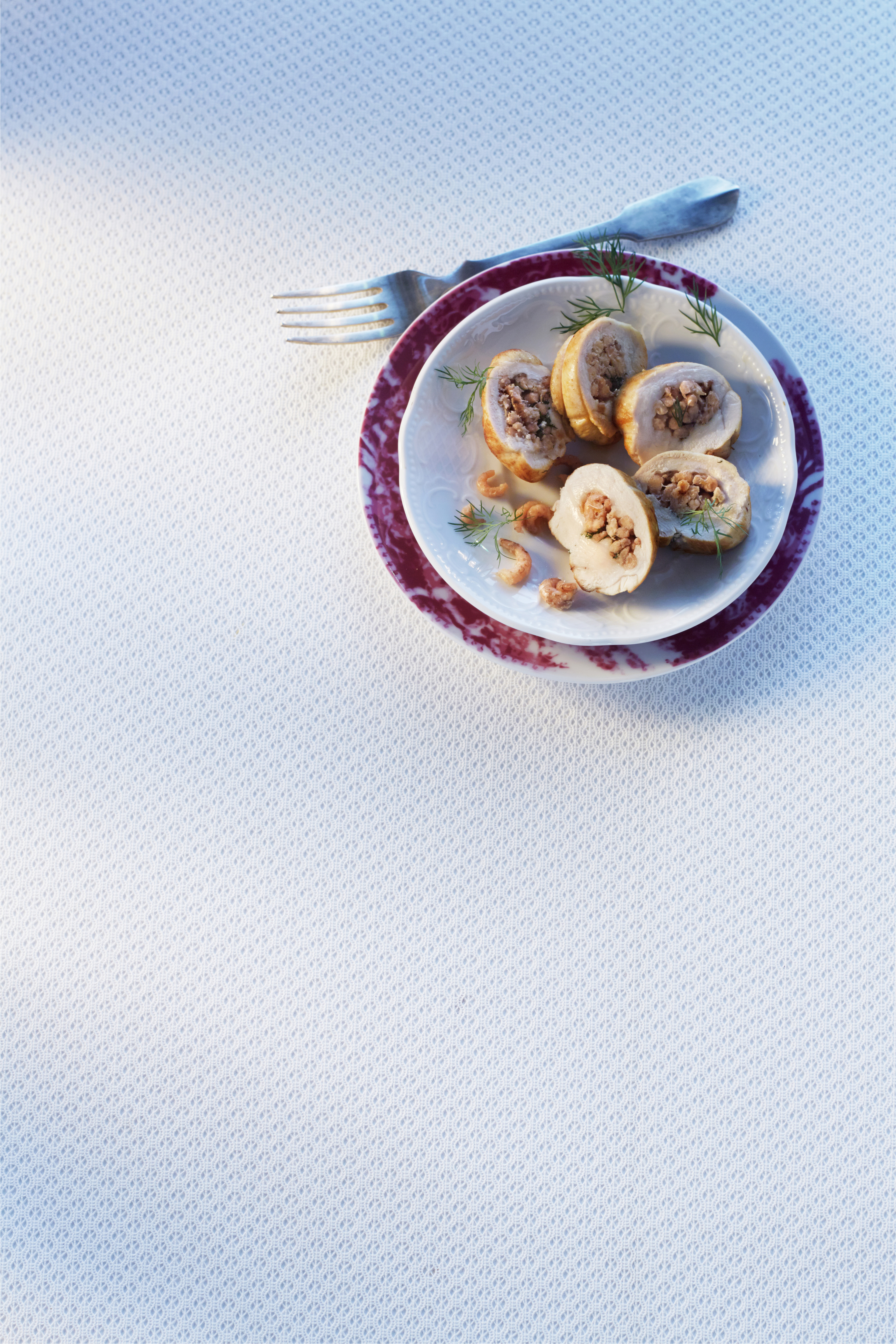 Kipfilet gevuld met garnalen en dille