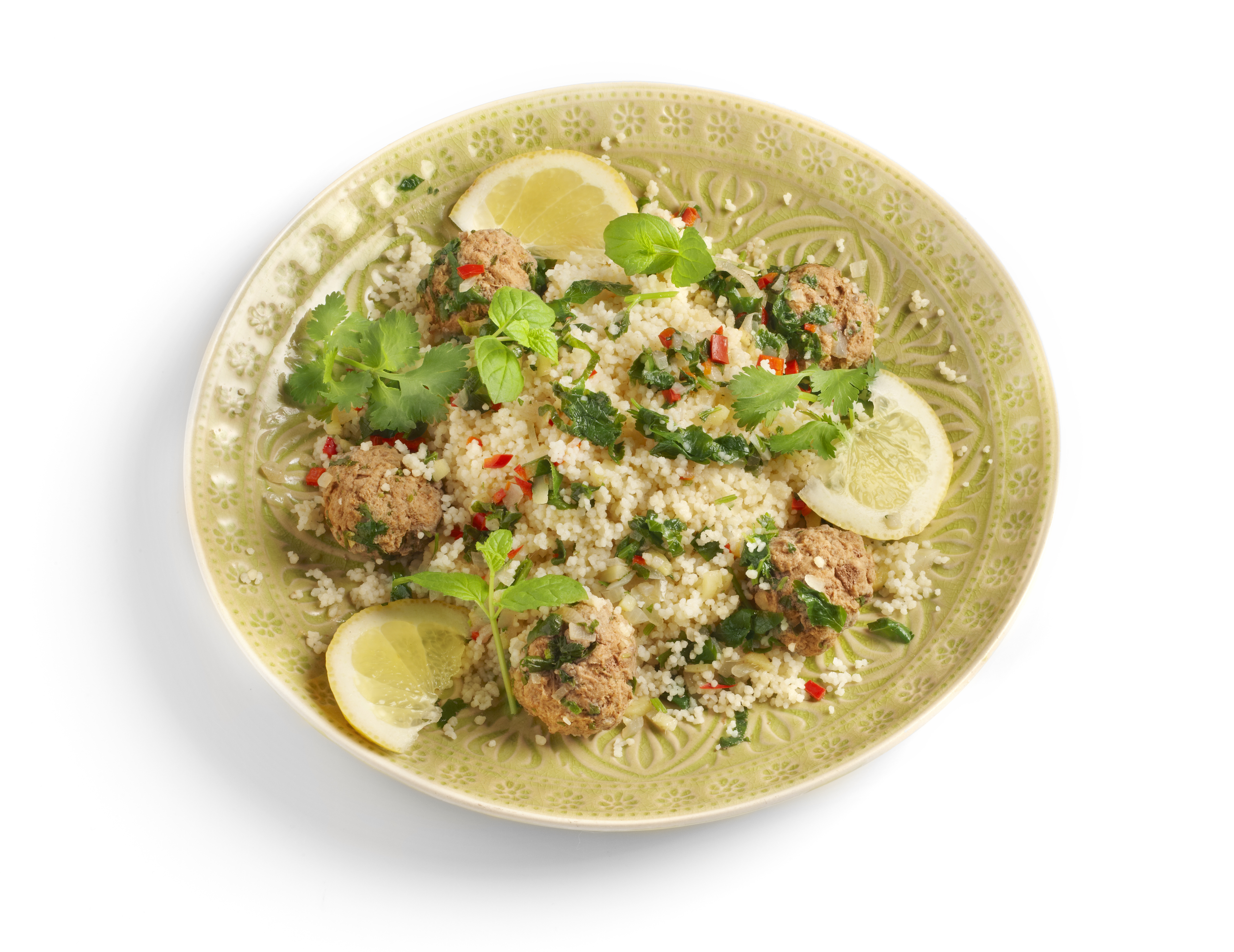 Kefta met koriander-muntsaus