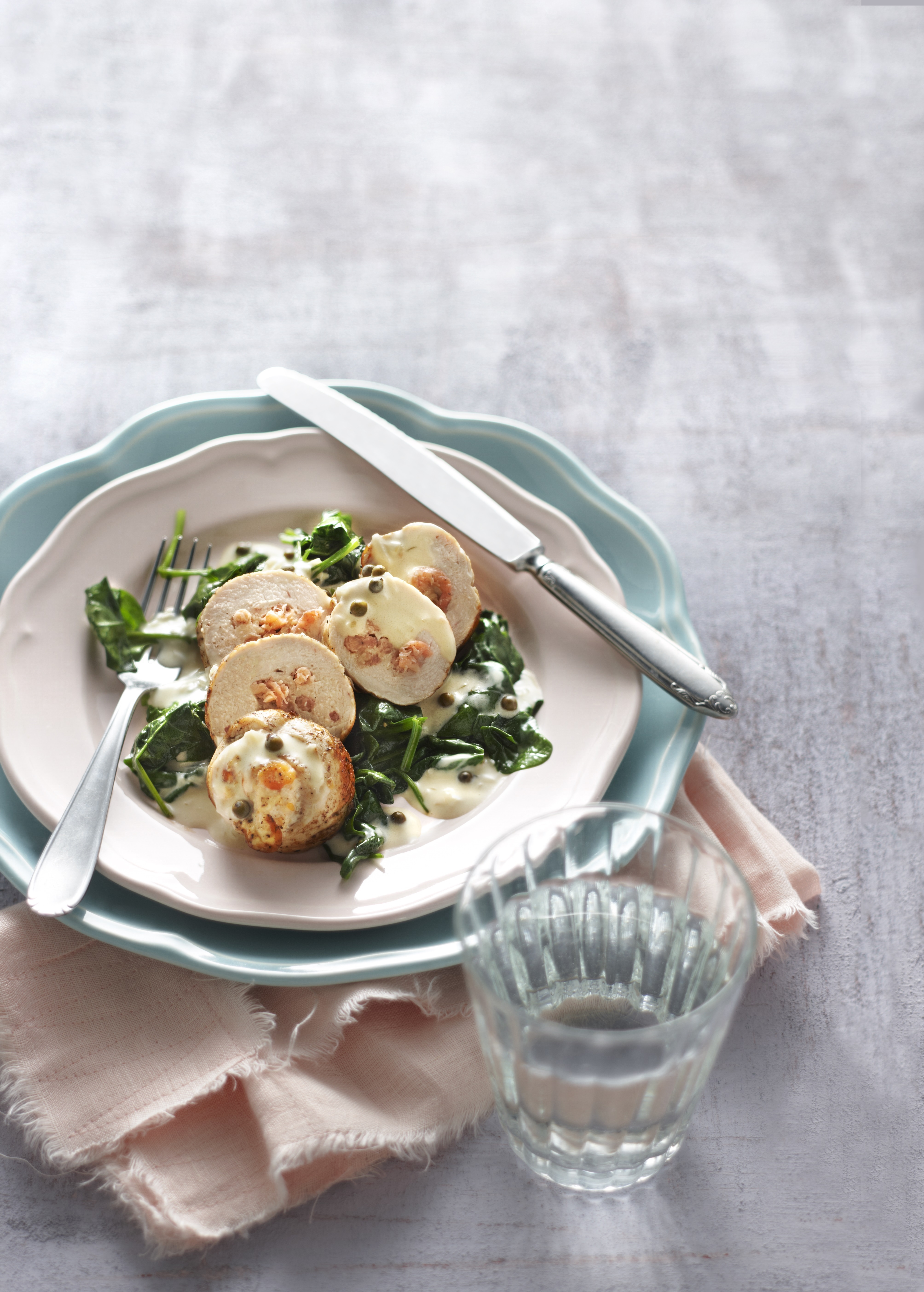 Kalkoenrollade met Hollandse garnalen