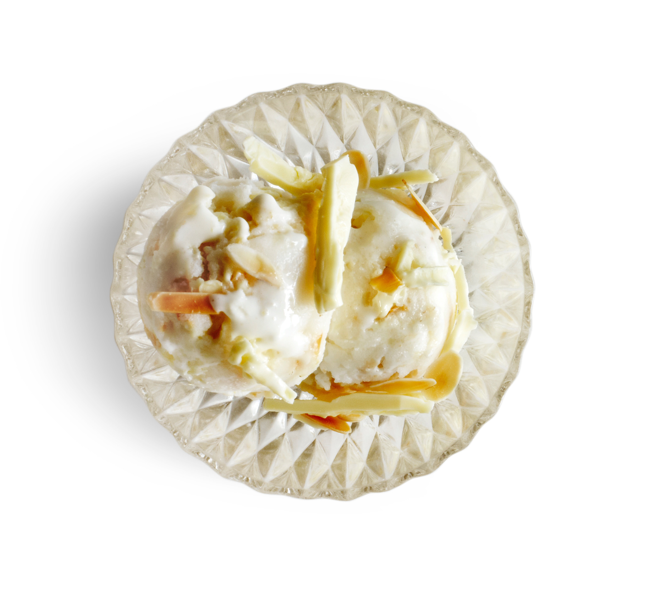 IJs met witte chocolade en amandel