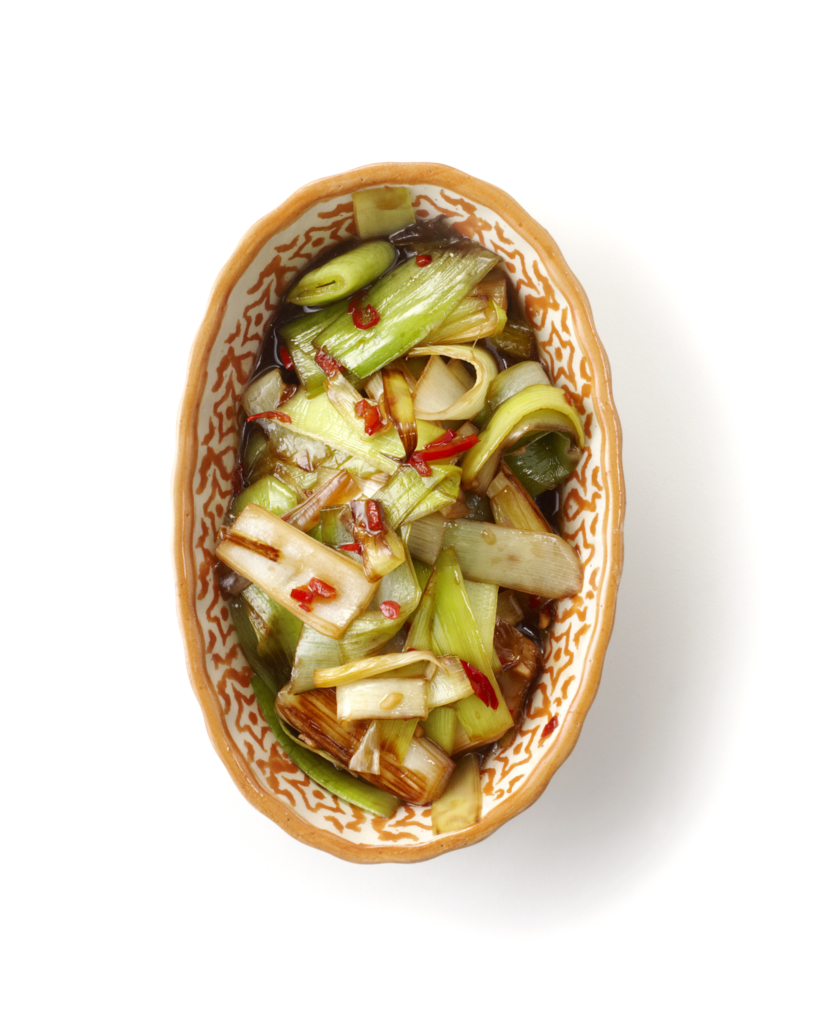 Gewokte prei met knoflook en oestersaus