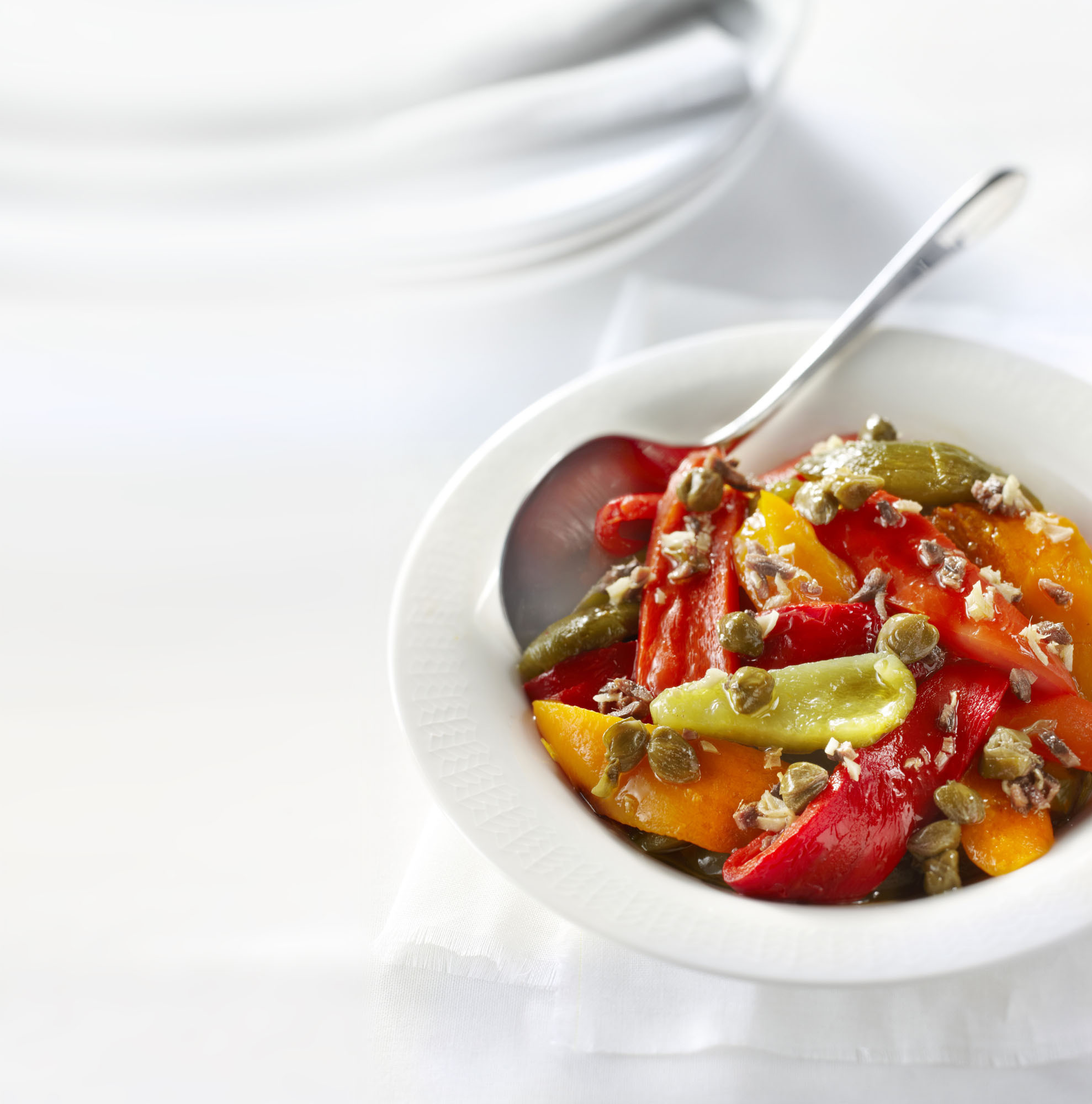 Geroosterde paprika met ansjovis en kappertjes