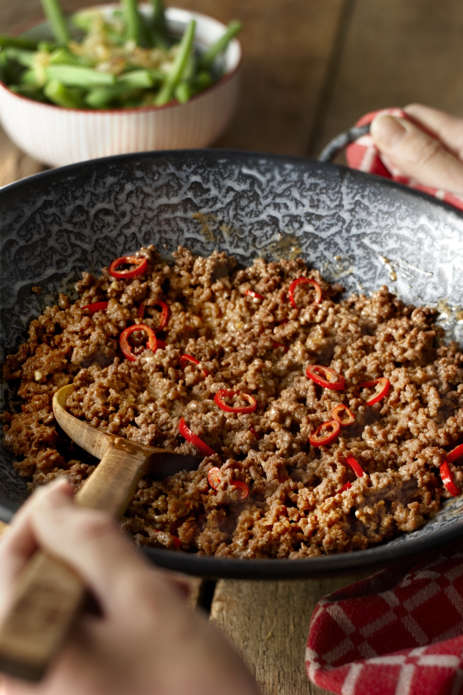Geroerbakt gehakt met kokos
